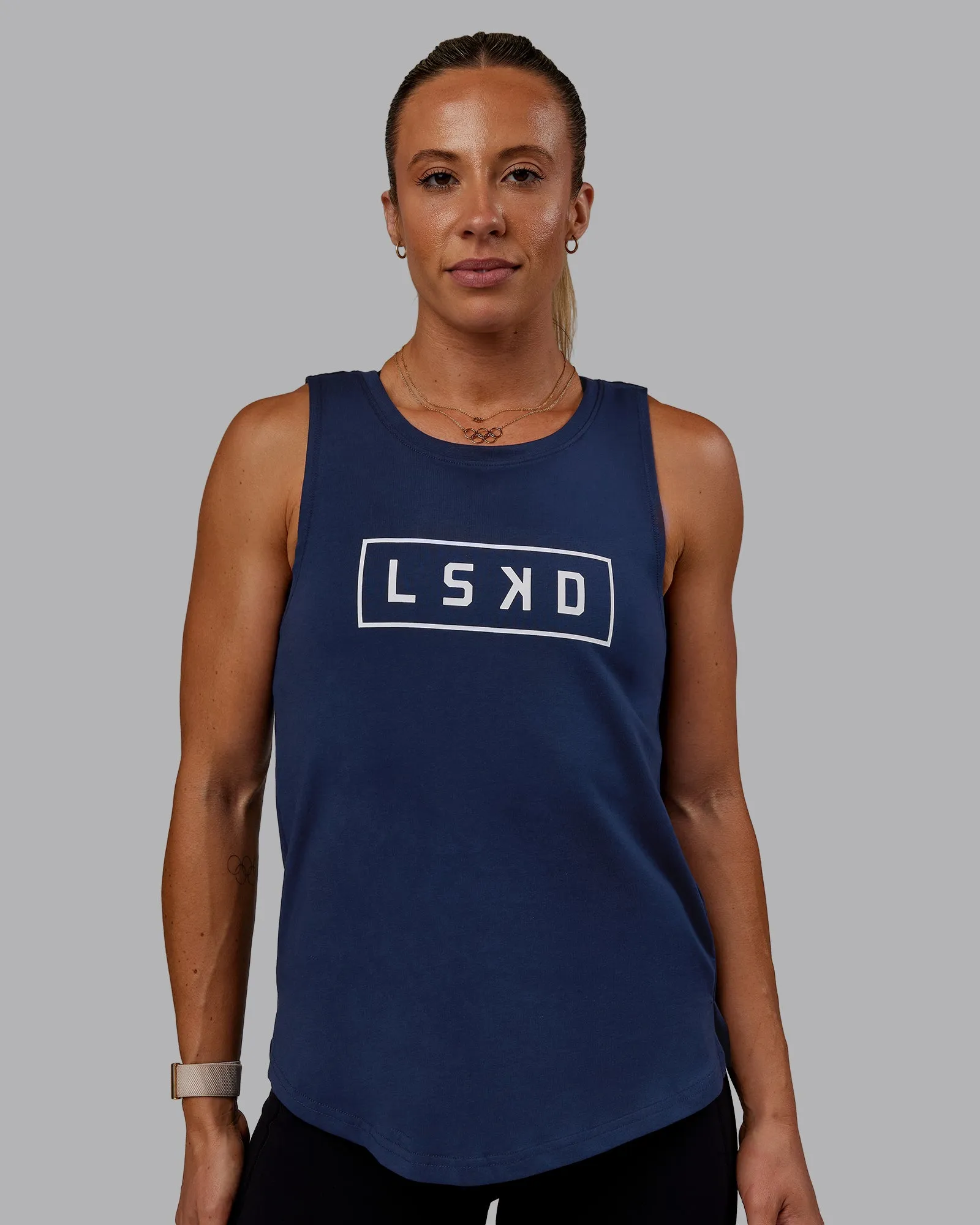 Luna FLXCotton Longline Tank - Future Navy-White sold by LSKD product image thumbnail 2