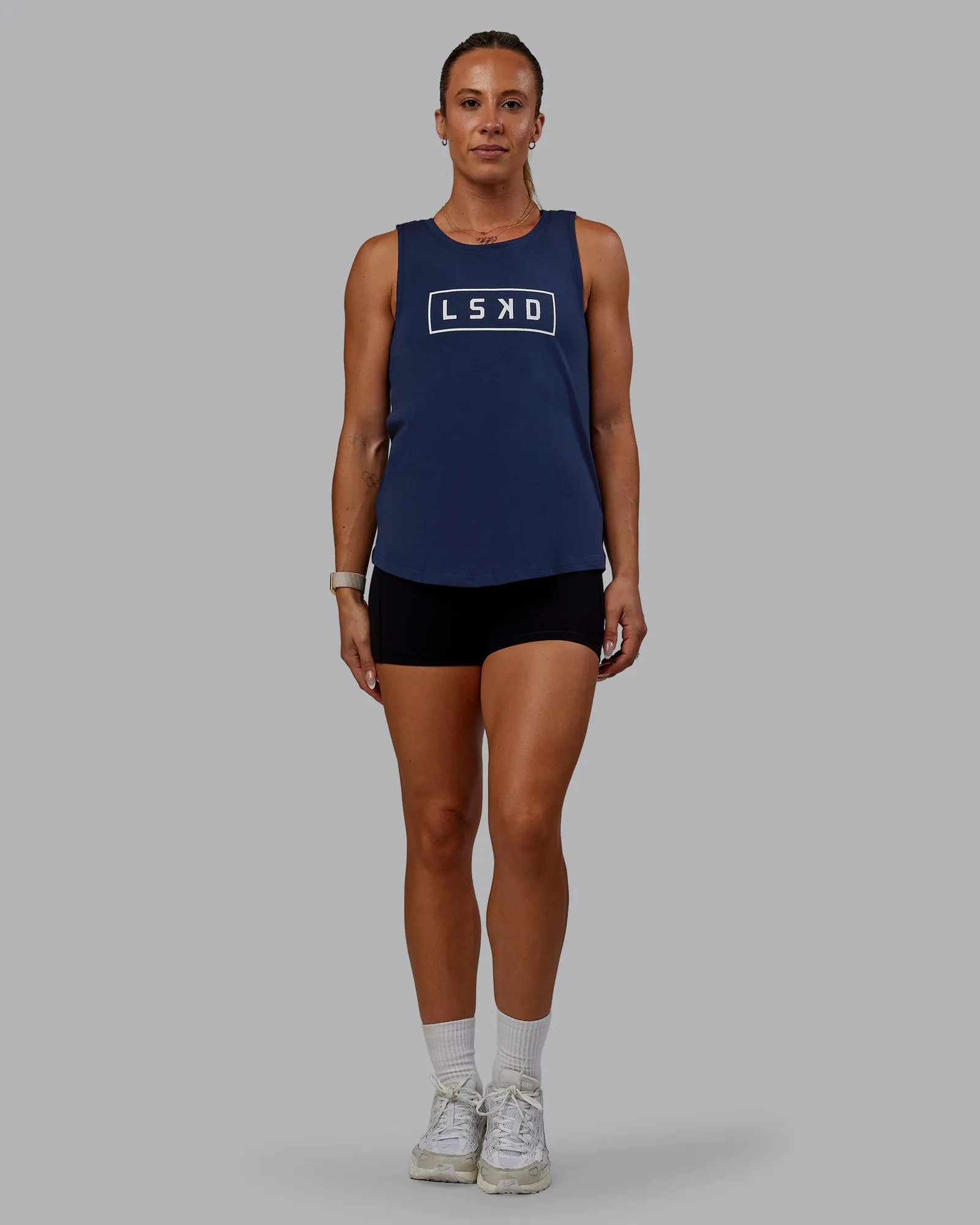 Luna FLXCotton Longline Tank - Future Navy-White sold by LSKD product image thumbnail 5