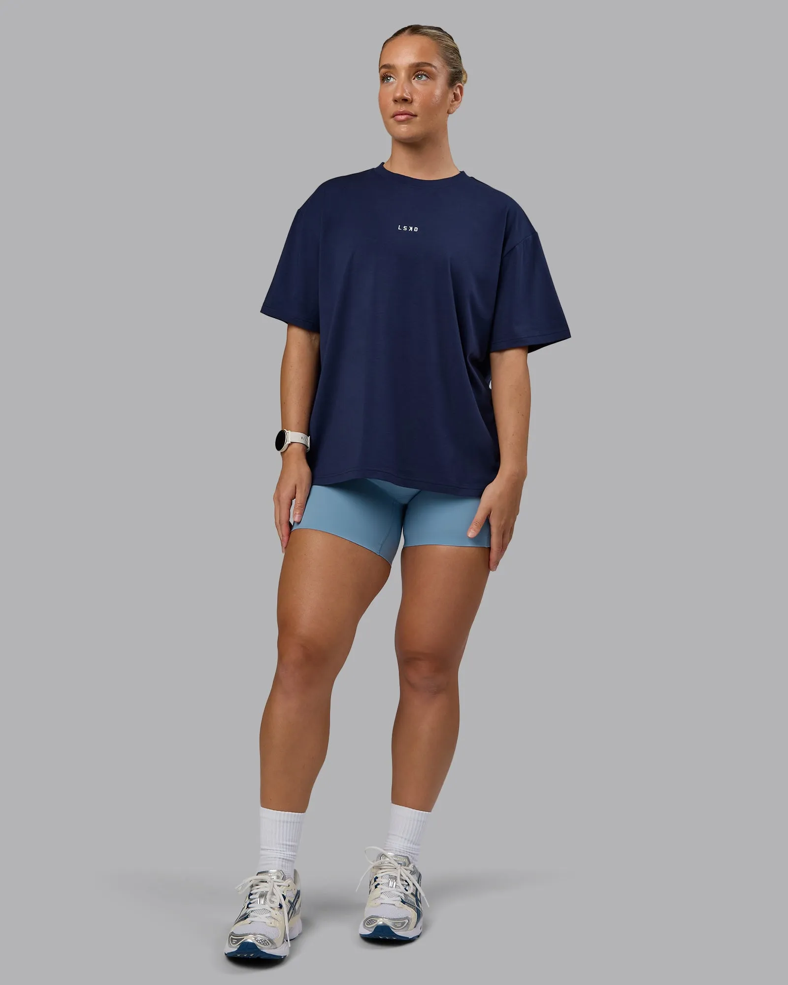 Go-To FLXCotton Oversized Tee - Future Navy-White sold by LSKD product image thumbnail 2