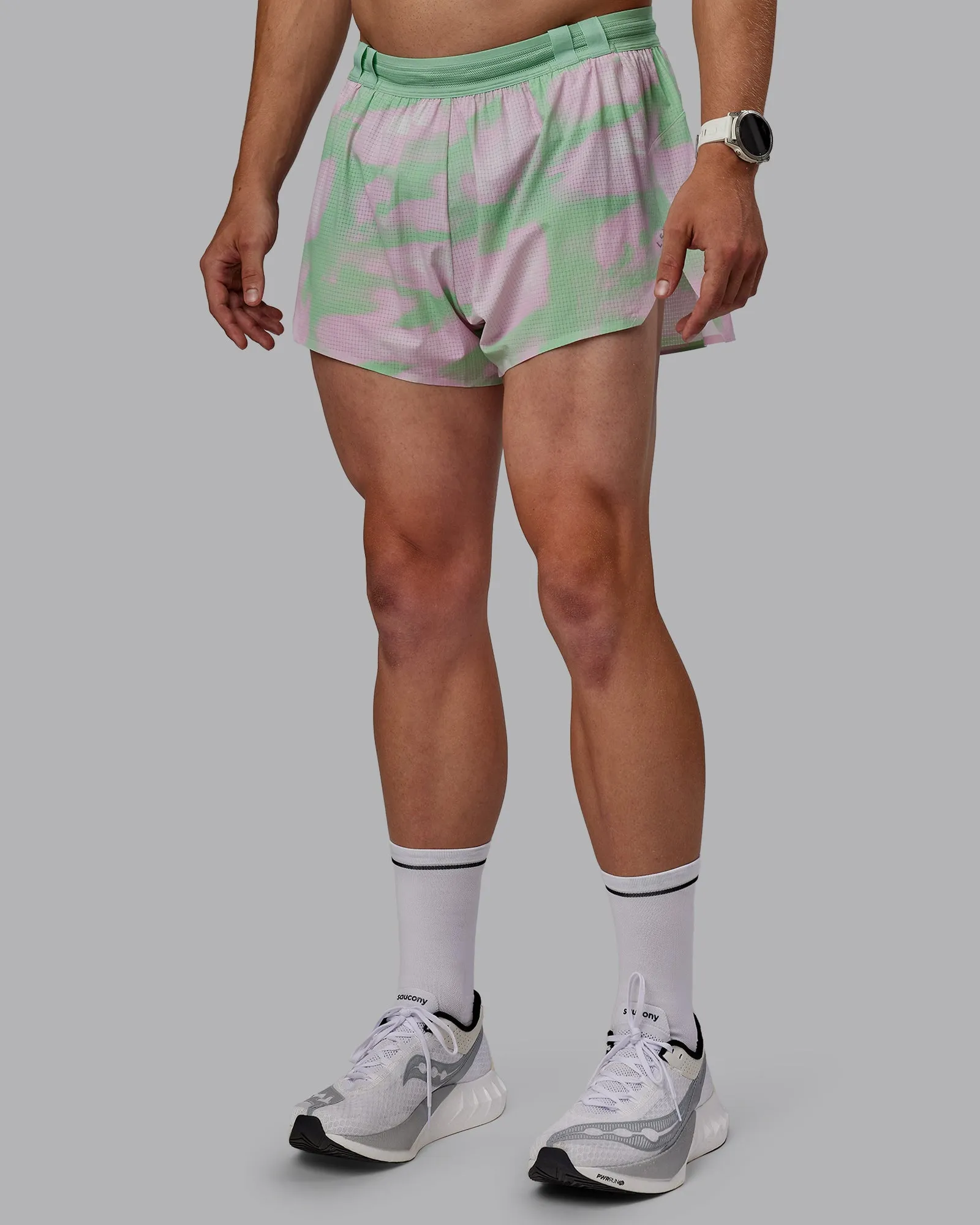Race Day Running Short 3" - Dash Green-Pink sold by LSKD