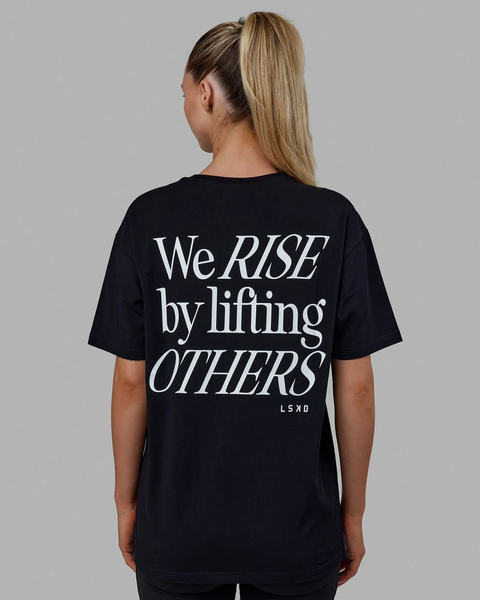 Unisex Lift-Up FLXCotton Tee Oversize - Black-White sold by LSKD product image thumbnail 5