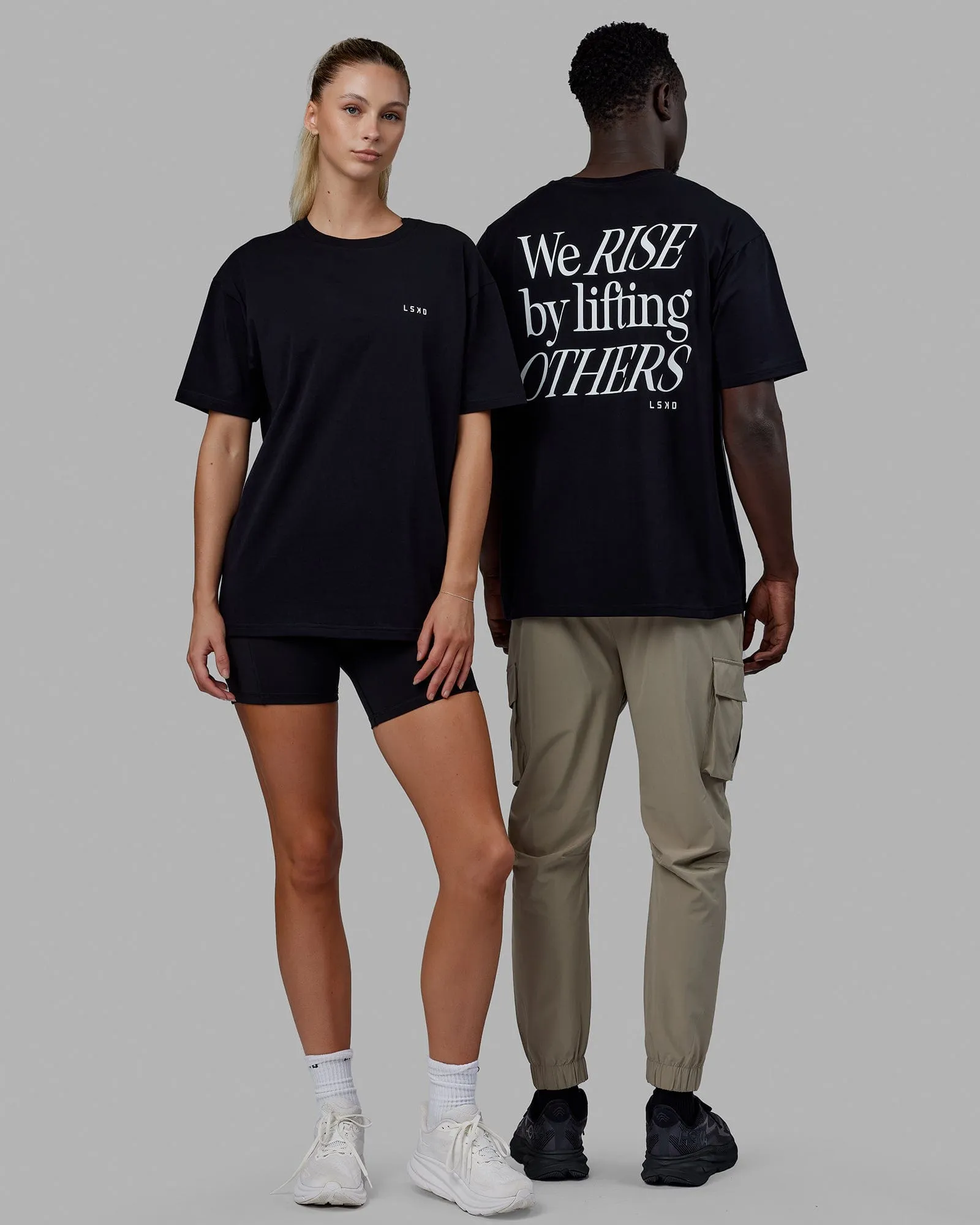 Unisex Lift-Up FLXCotton Tee Oversize - Black-White sold by LSKD