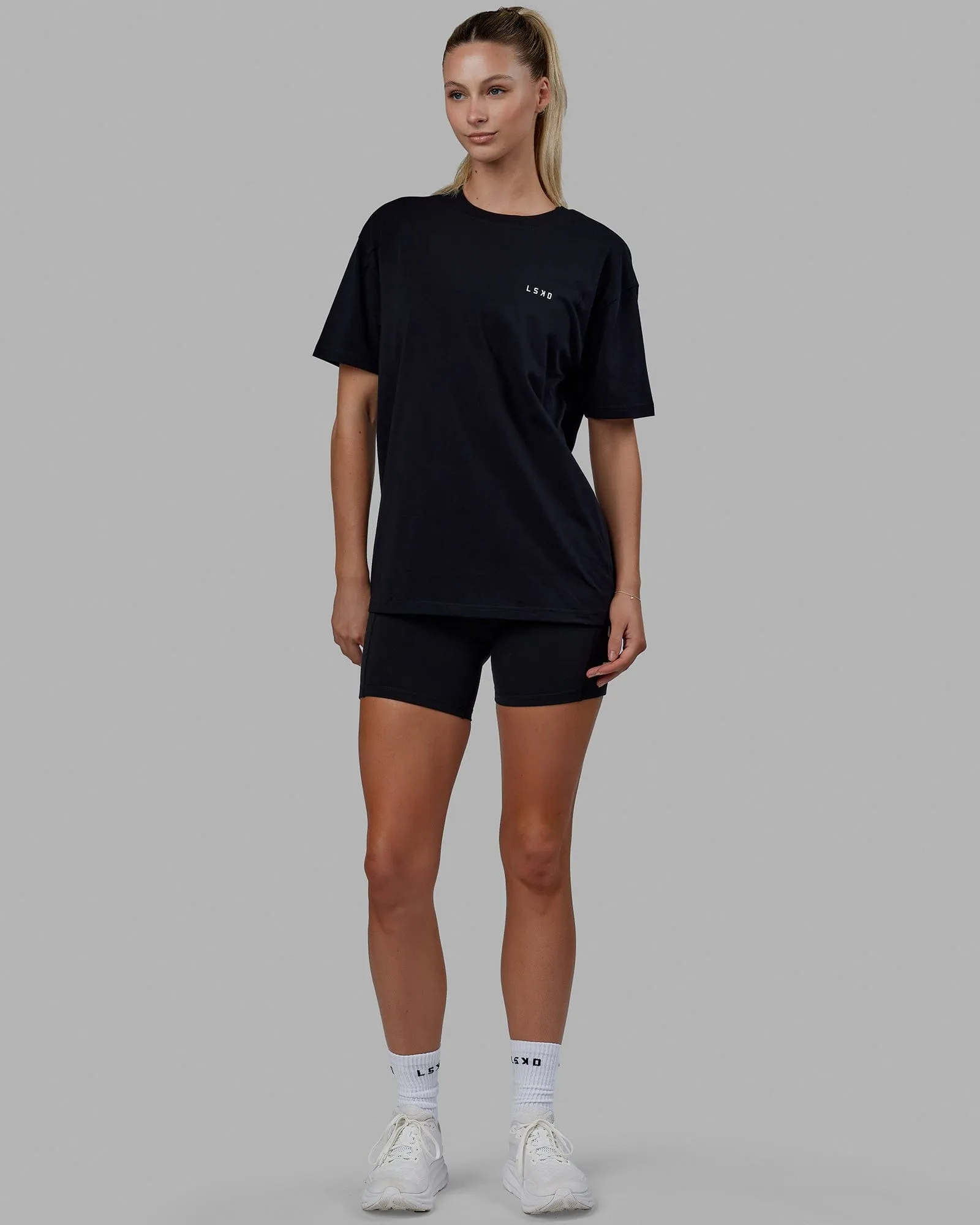 Unisex Lift-Up FLXCotton Tee Oversize - Black-White sold by LSKD product image thumbnail 4