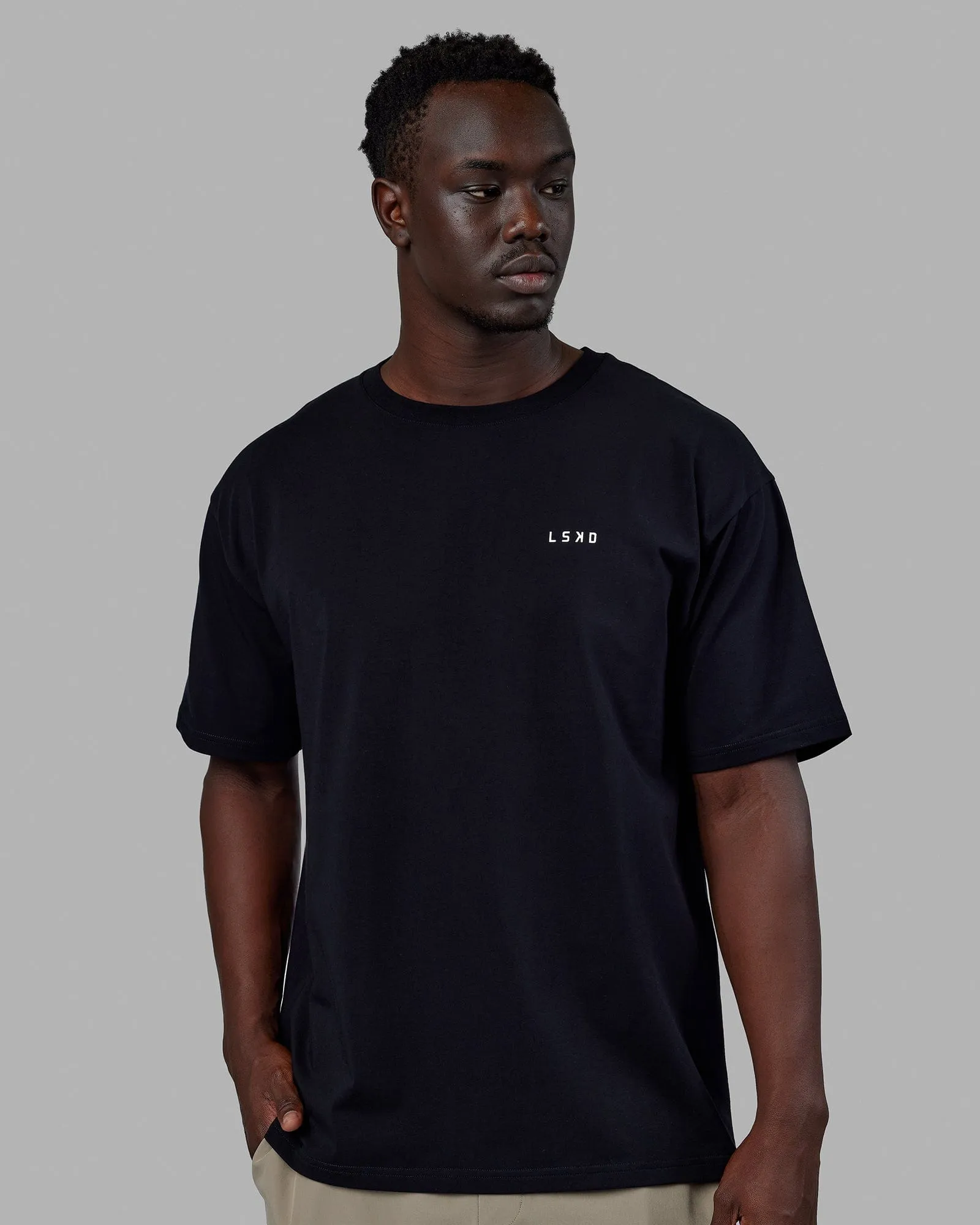 Unisex Lift-Up FLXCotton Tee Oversize - Black-White sold by LSKD product image thumbnail 3
