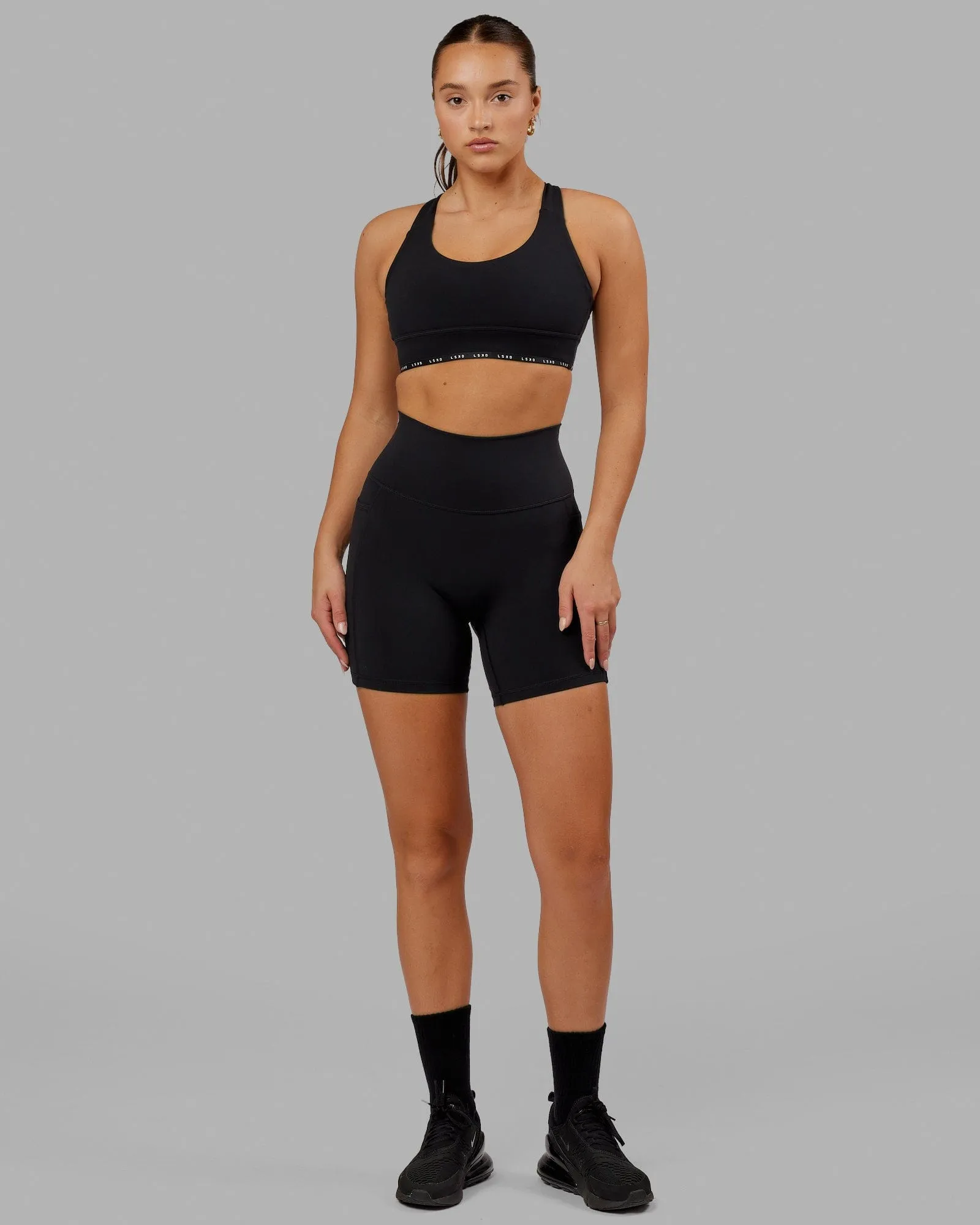 Fusion Mid Short Tight With Pockets - Black sold by LSKD product image thumbnail 4