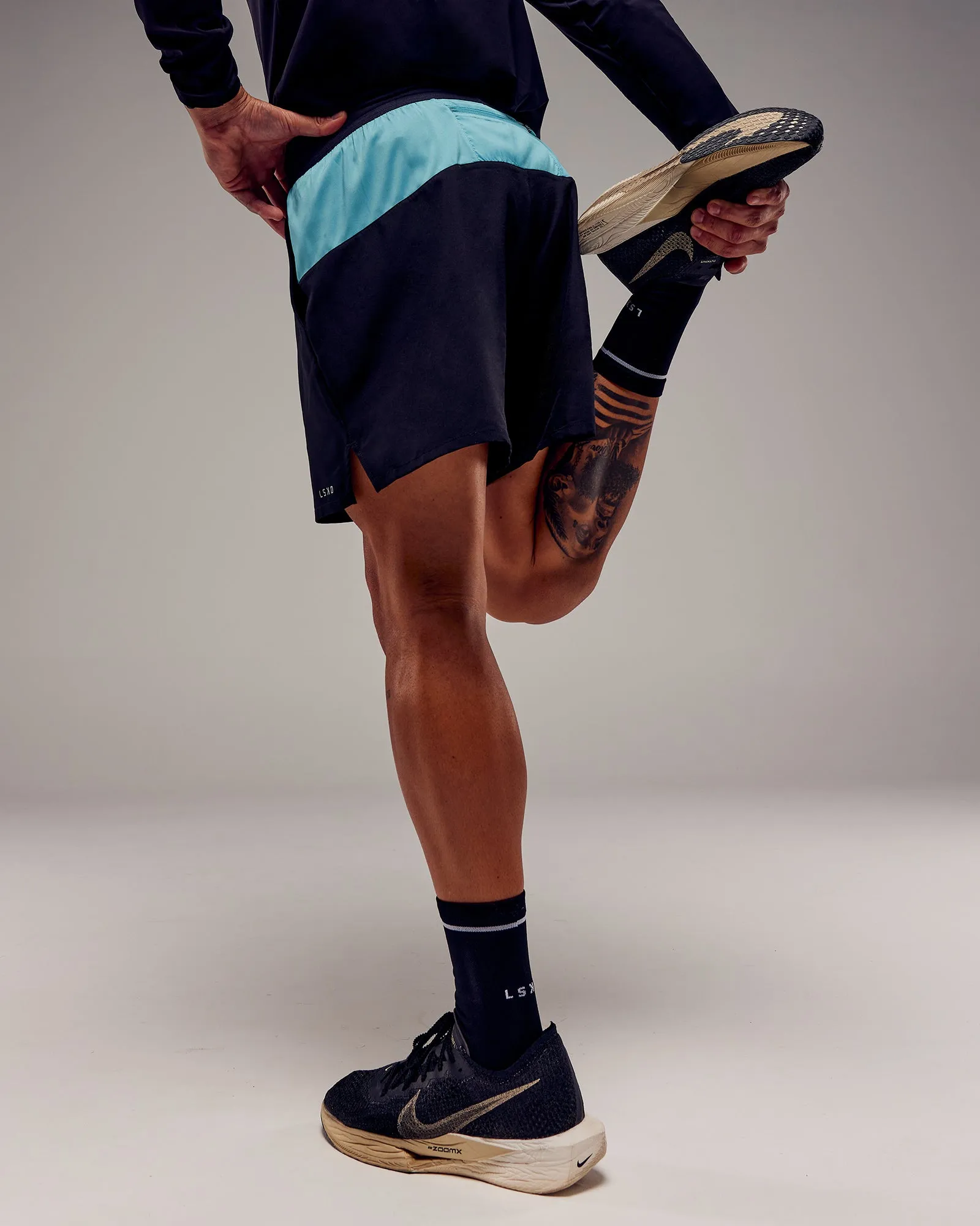 Pace 5" Lined Running Short - Black-Retro Blue sold by LSKD