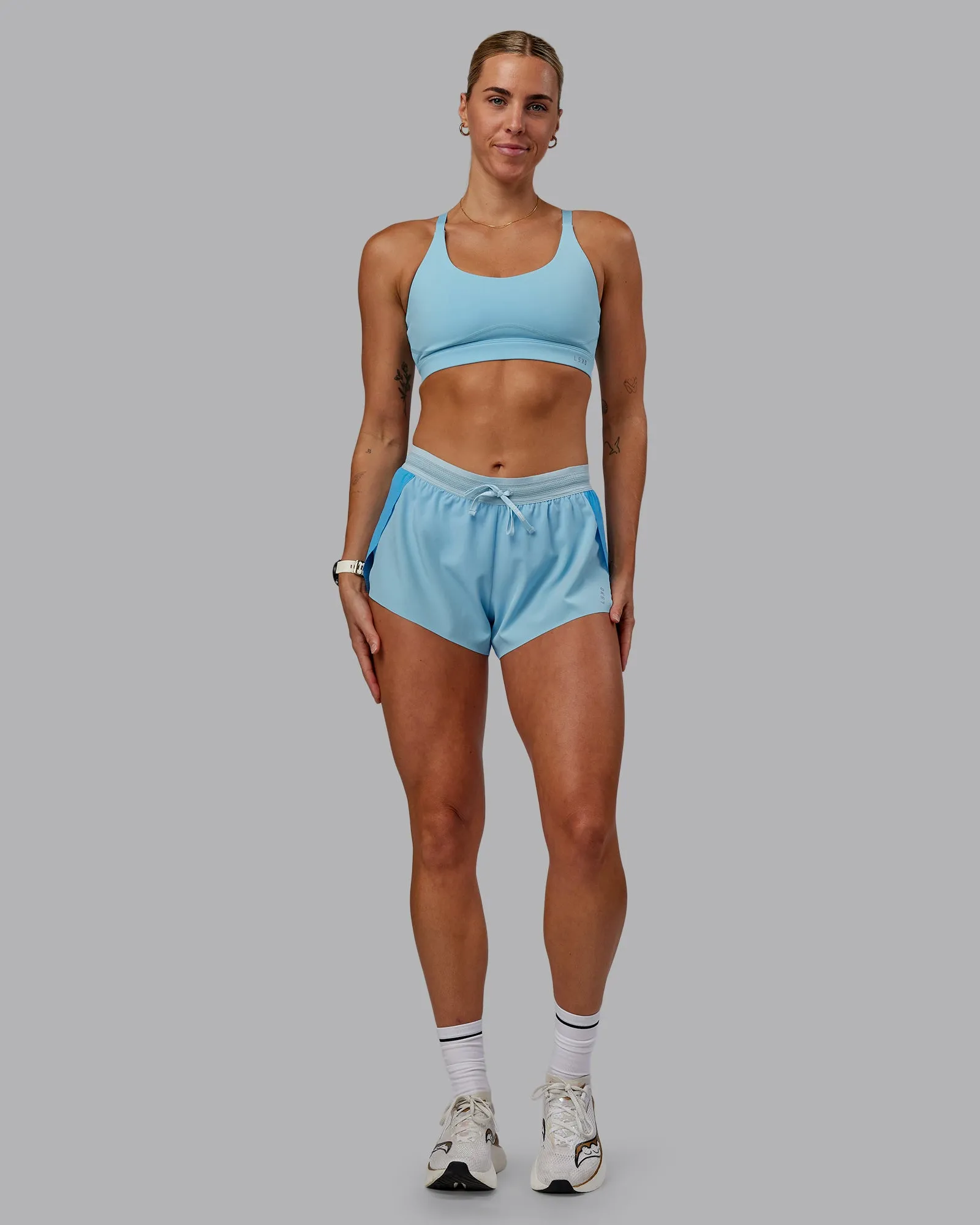 Accelerate 3" Running Short - Sky Blue Colourblock sold by LSKD product image thumbnail 4