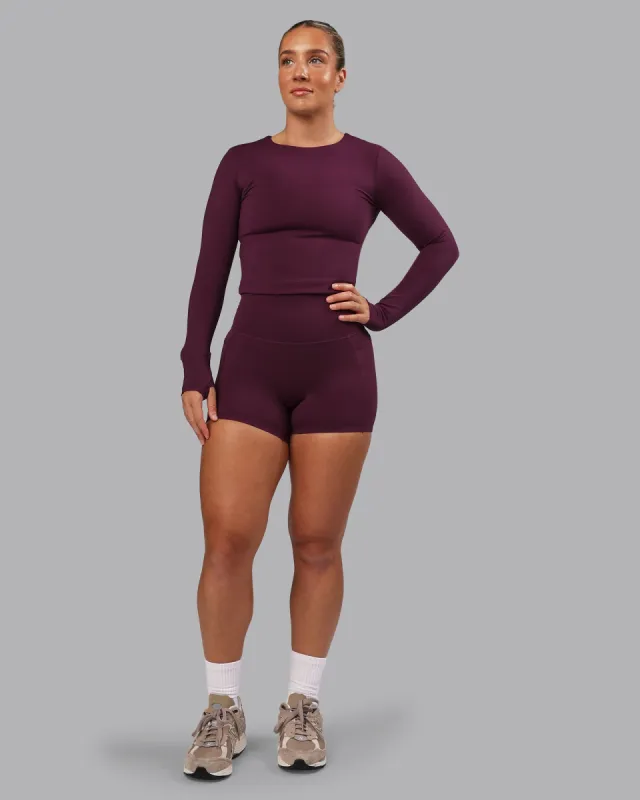 Staple Long Sleeve Cropped Tee - Cherry Lacquer sold by LSKD