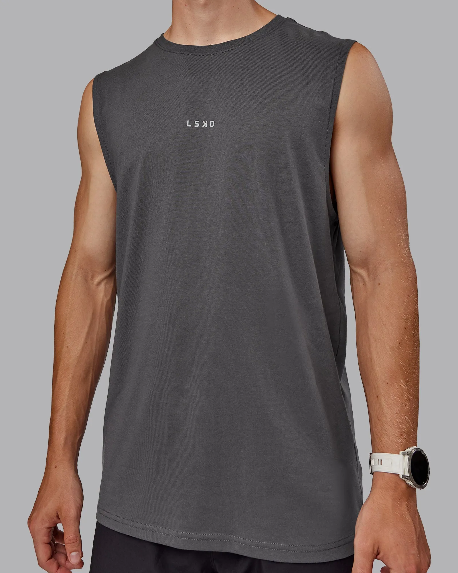 Base FLXCotton Tank - Dark Storm sold by LSKD product image thumbnail 4