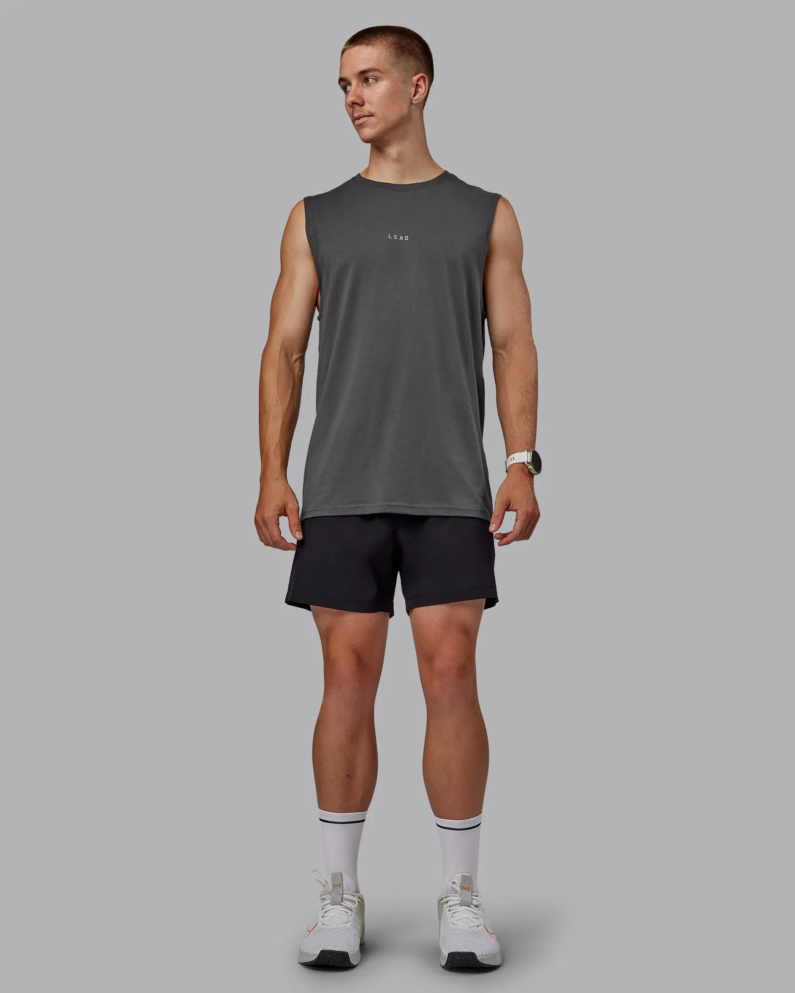 Base FLXCotton Tank - Dark Storm sold by LSKD product image thumbnail 5