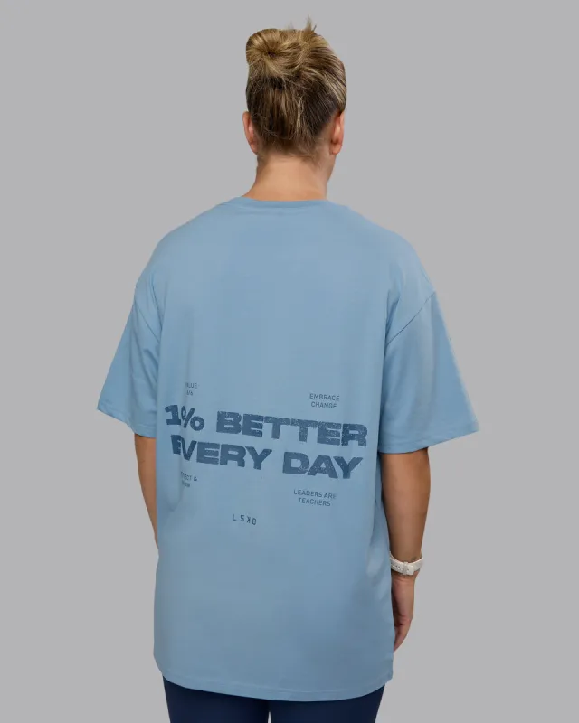 1% Better Value Series FLXCotton Tee Oversize - Glacier Lake-Indigo sold by LSKD
