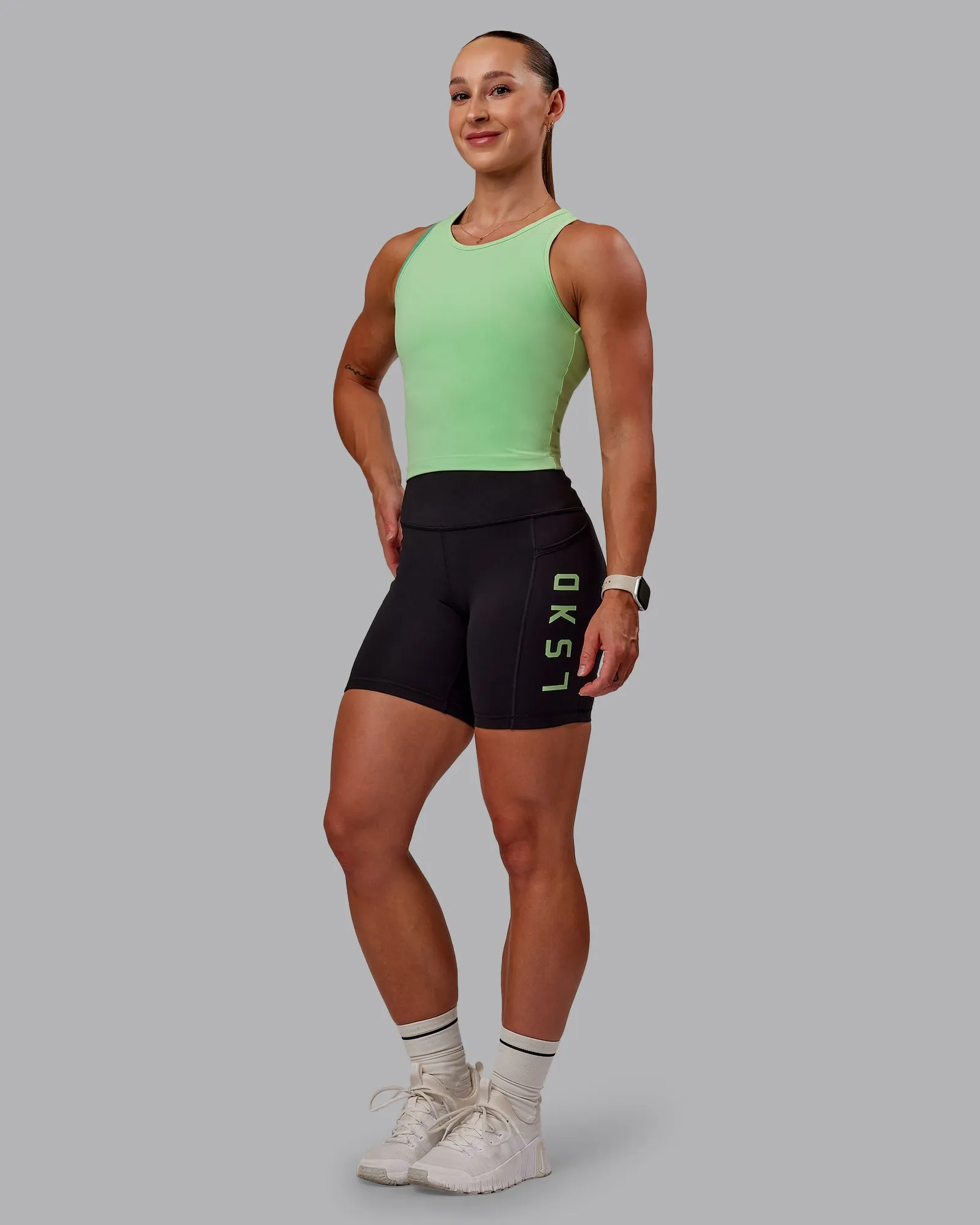 Rep Mid Short Tight - Black-Surreal Green sold by LSKD product image thumbnail 2