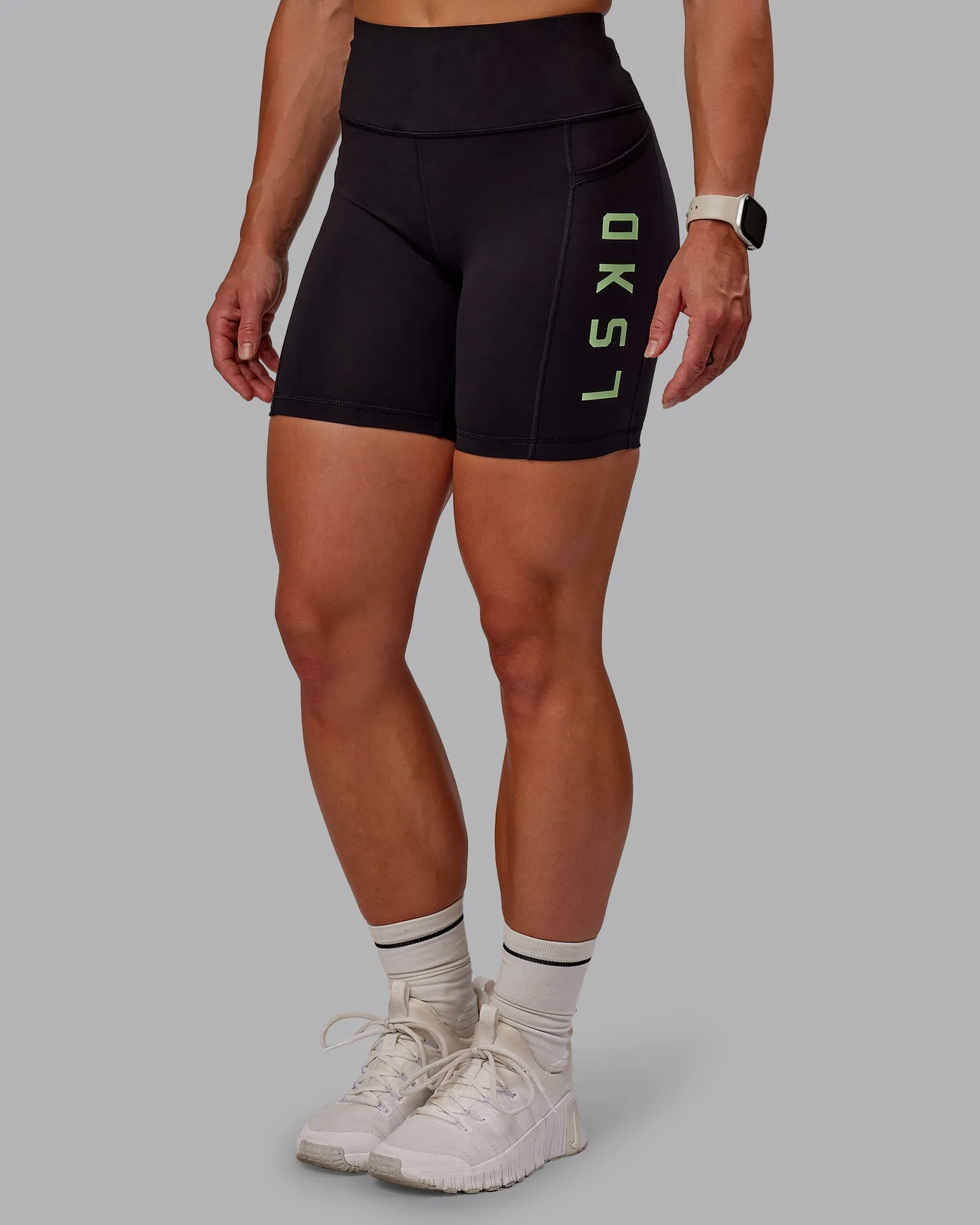 Rep Mid Short Tight - Black-Surreal Green sold by LSKD