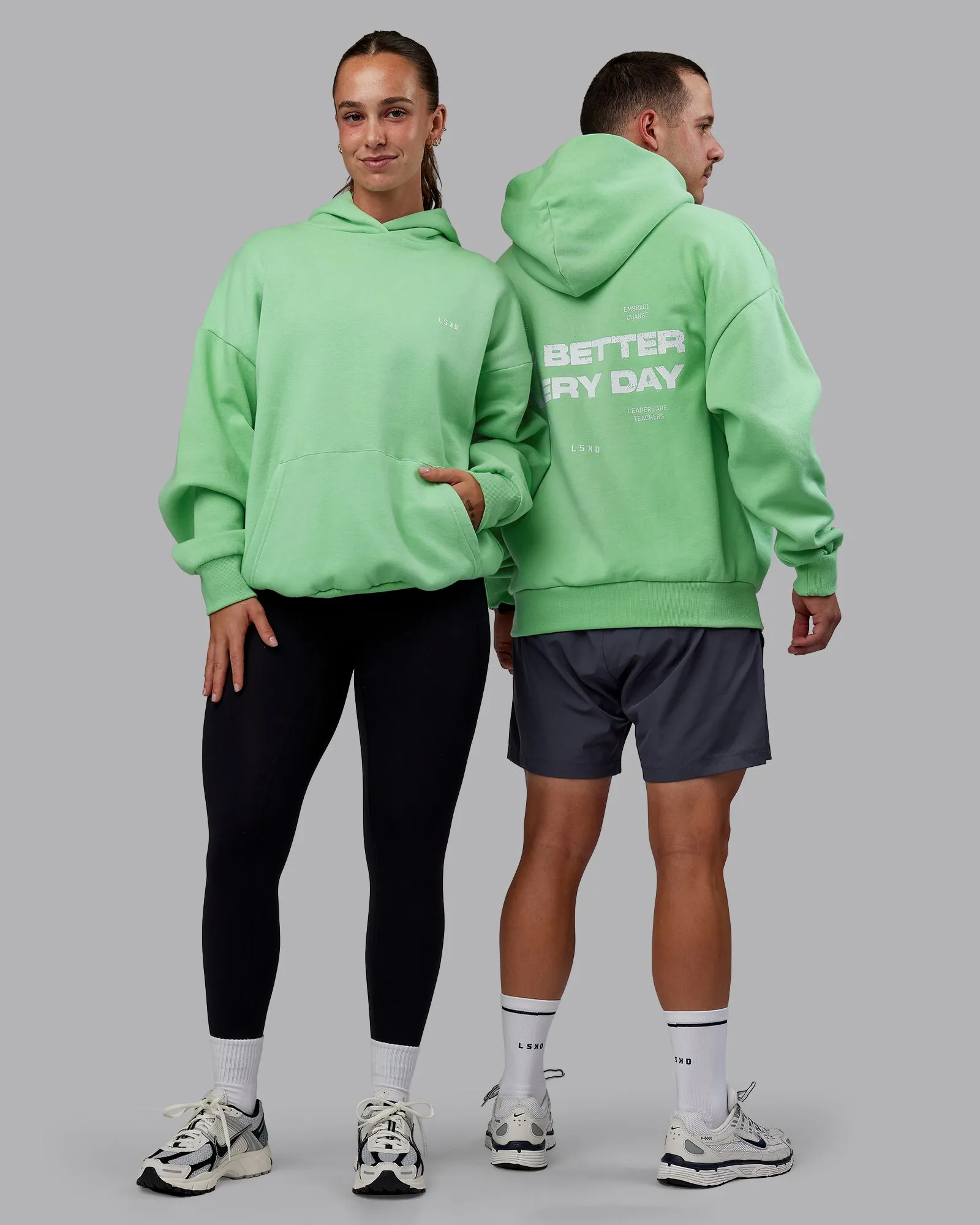 1% Better Value Series Oversized Hoodie - Surreal Green-White sold by LSKD