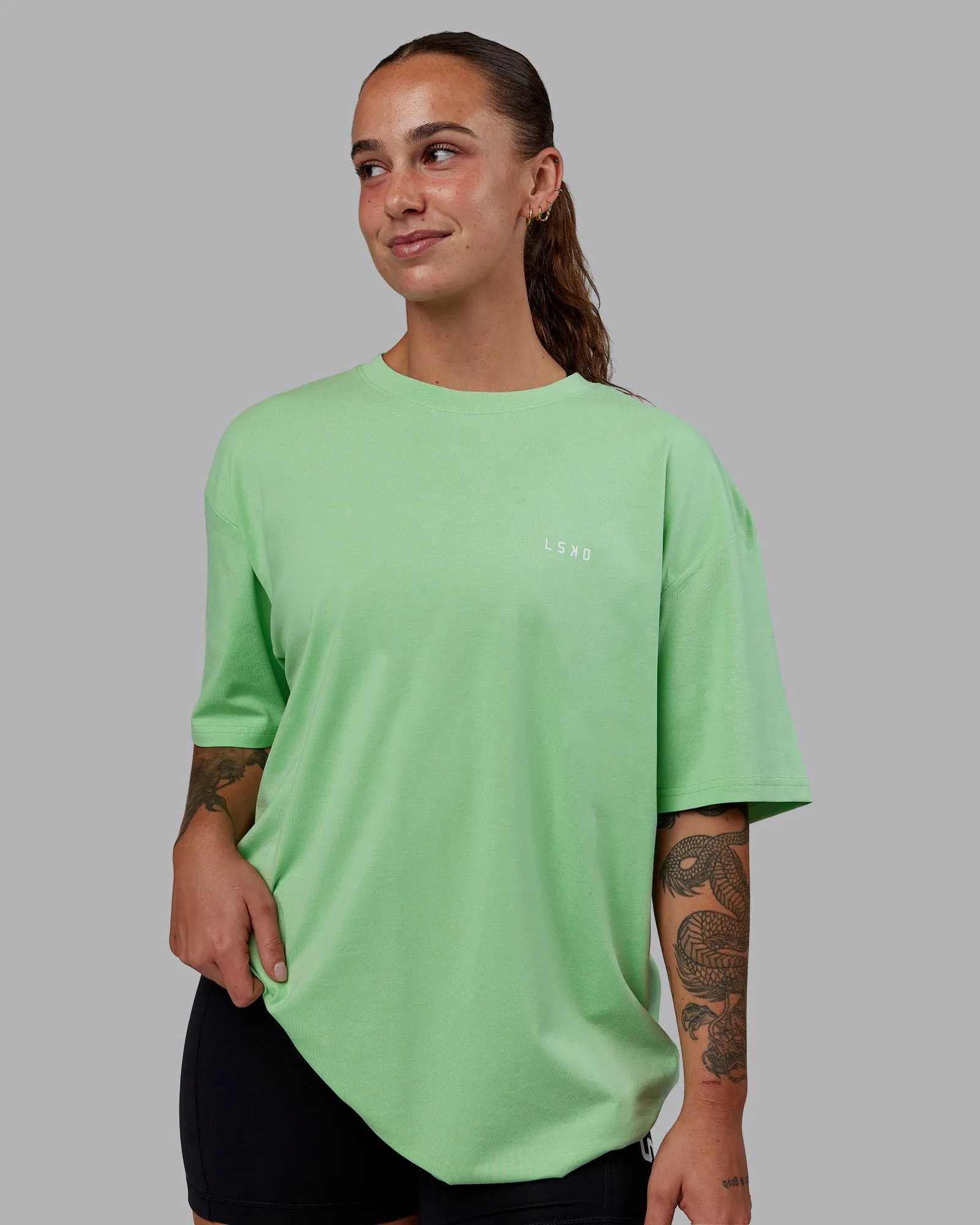 1% Better Value Series FLXCotton Tee Oversize - Surreal Green-White sold by LSKD product image thumbnail 4