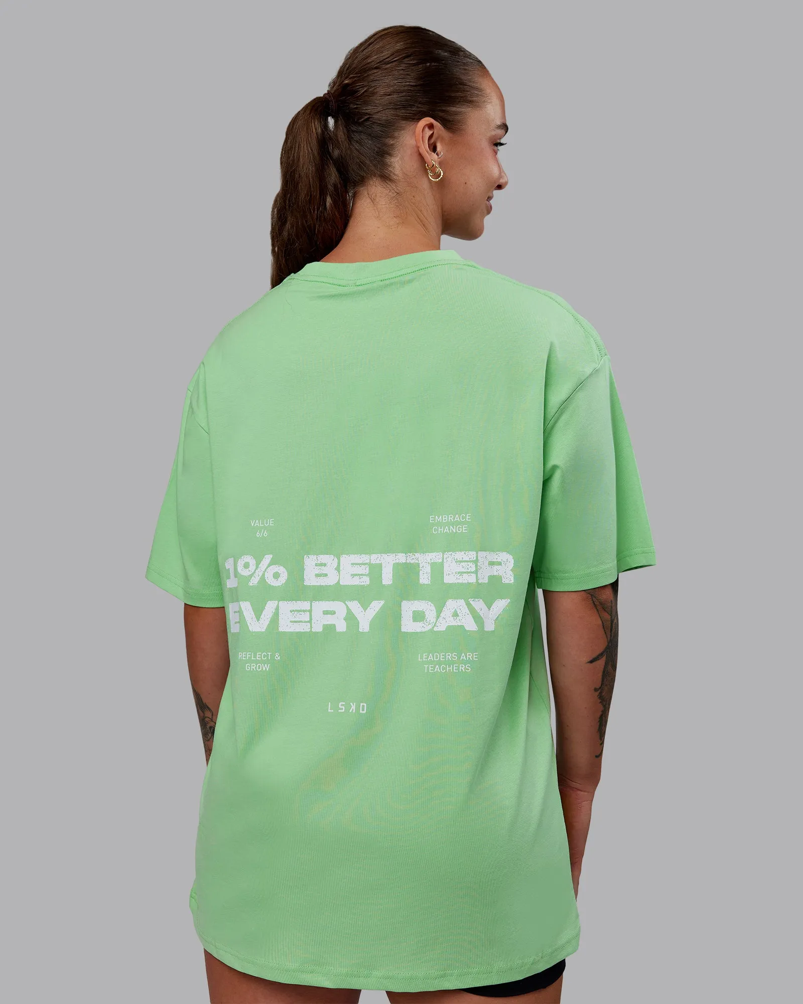 1% Better Value Series FLXCotton Tee Oversize - Surreal Green-White sold by LSKD product image thumbnail 3