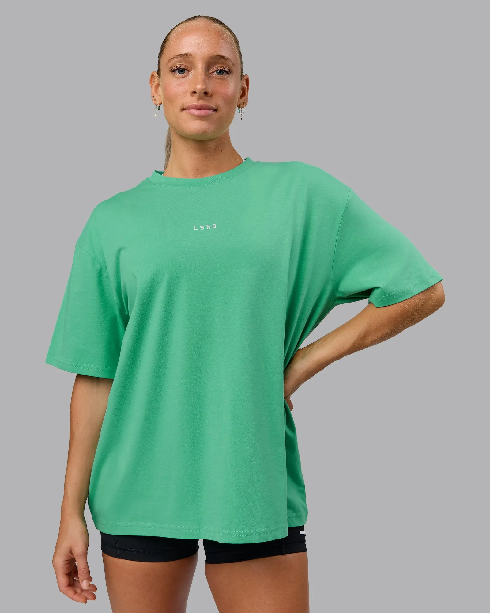 Go-To FLXCotton Oversized Tee - Mystic Green-White sold by LSKD