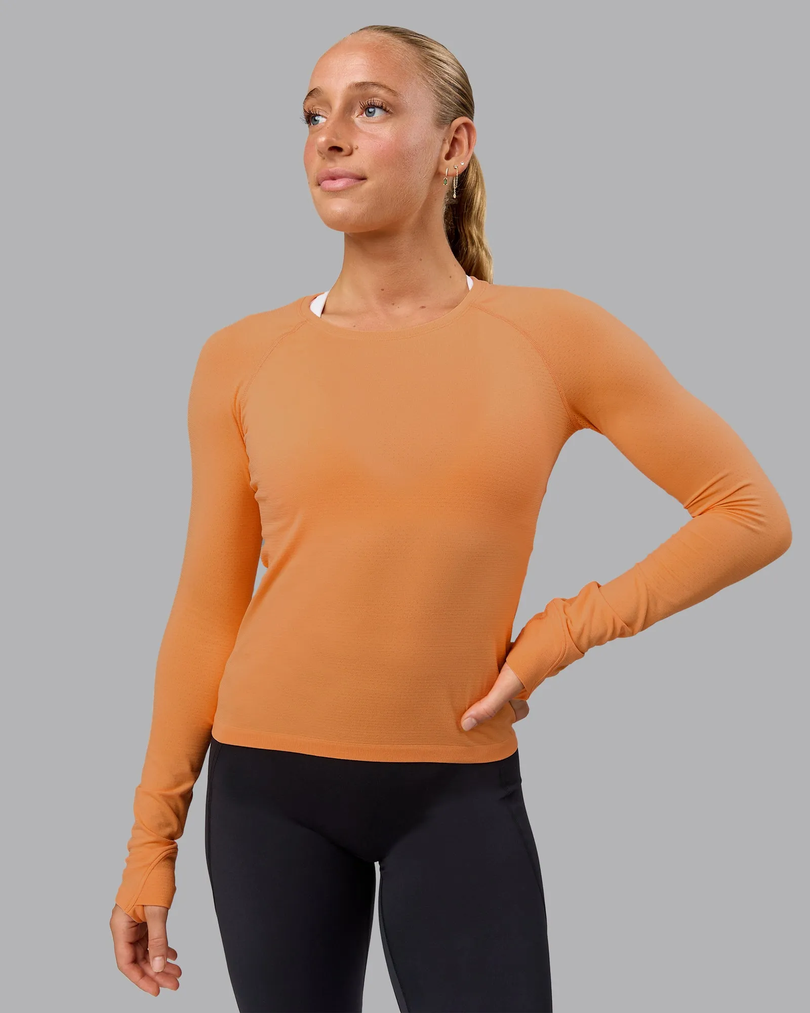 AeroFLX+ Seamless Long Sleeve Tee - Cantaloupe/Cantaloupe sold by LSKD product image thumbnail 2
