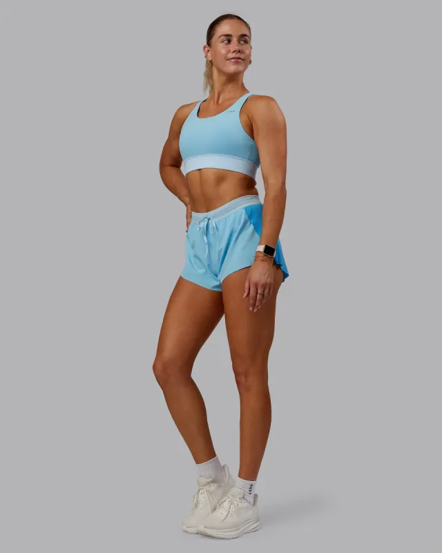 Accelerate Sports Bra - Sky Blue Colourblock sold by LSKD