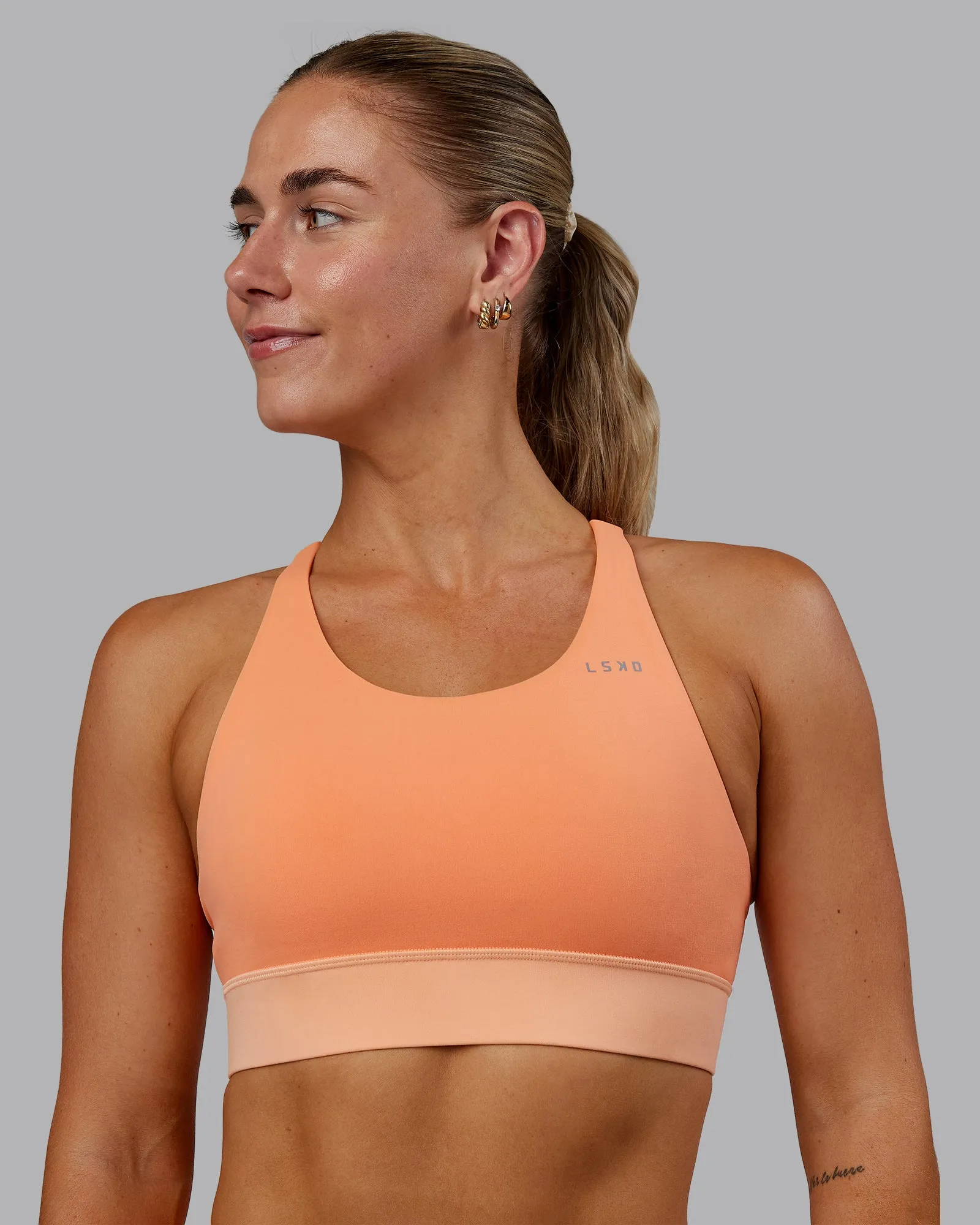 Accelerate Sports Bra - Cantaloupe Colourblock sold by LSKD