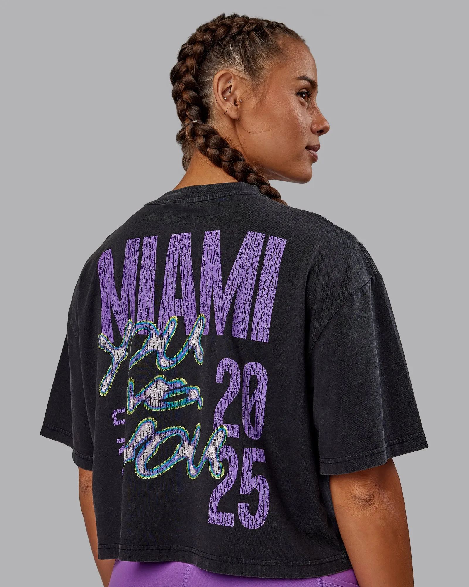 Miami 2025 FLXCotton Cropped Tee - Black-Purple Swirl sold by LSKD
