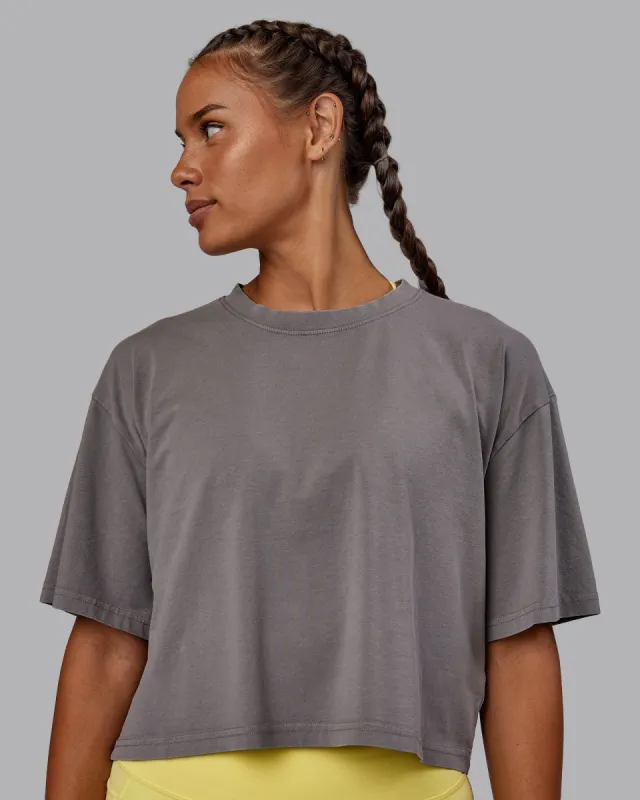 Miami 2025 FLXCotton Cropped Tee - Storm Front-Lemon Fizz sold by LSKD