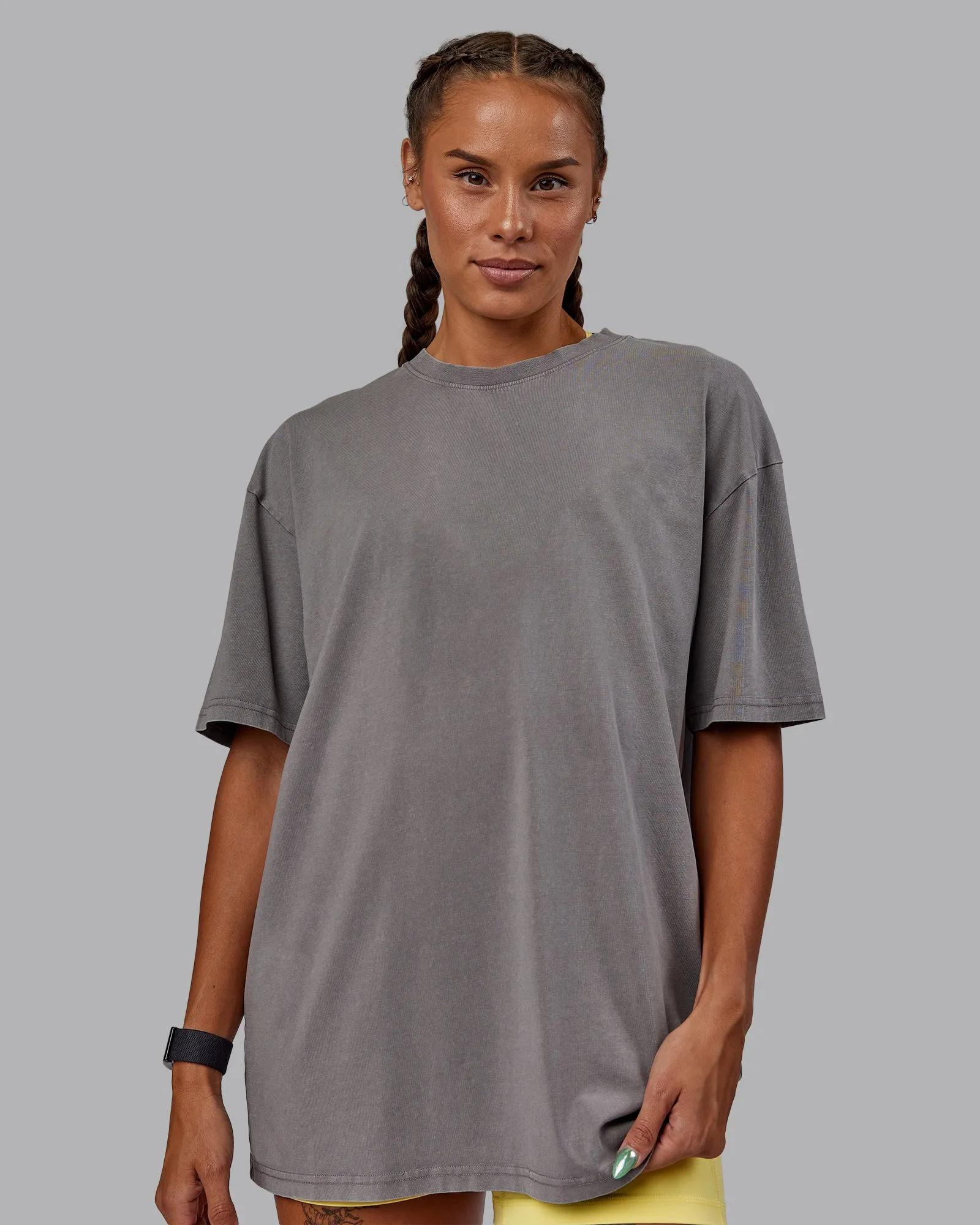 Unisex WZA25 Washed FLXCotton Tee Oversize - Storm Front-Lemon Fizz sold by LSKD product image thumbnail 3