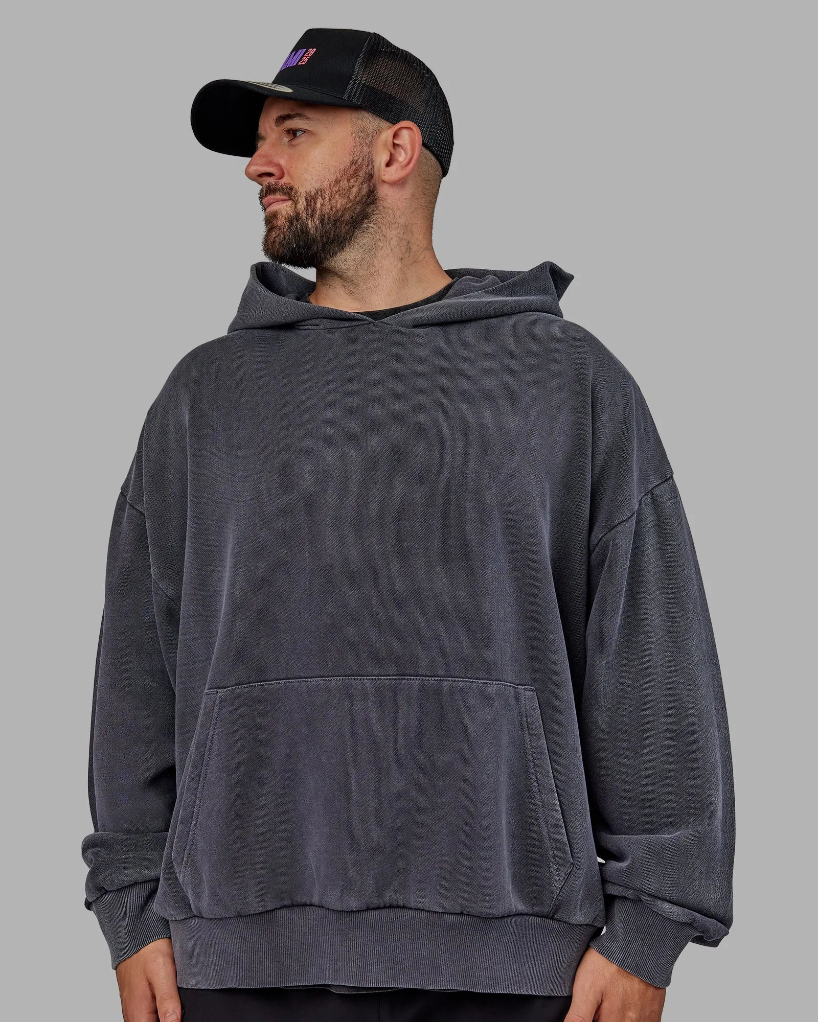 Unisex WZA25 Washed Hoodie Oversize - Black sold by LSKD product image thumbnail 4