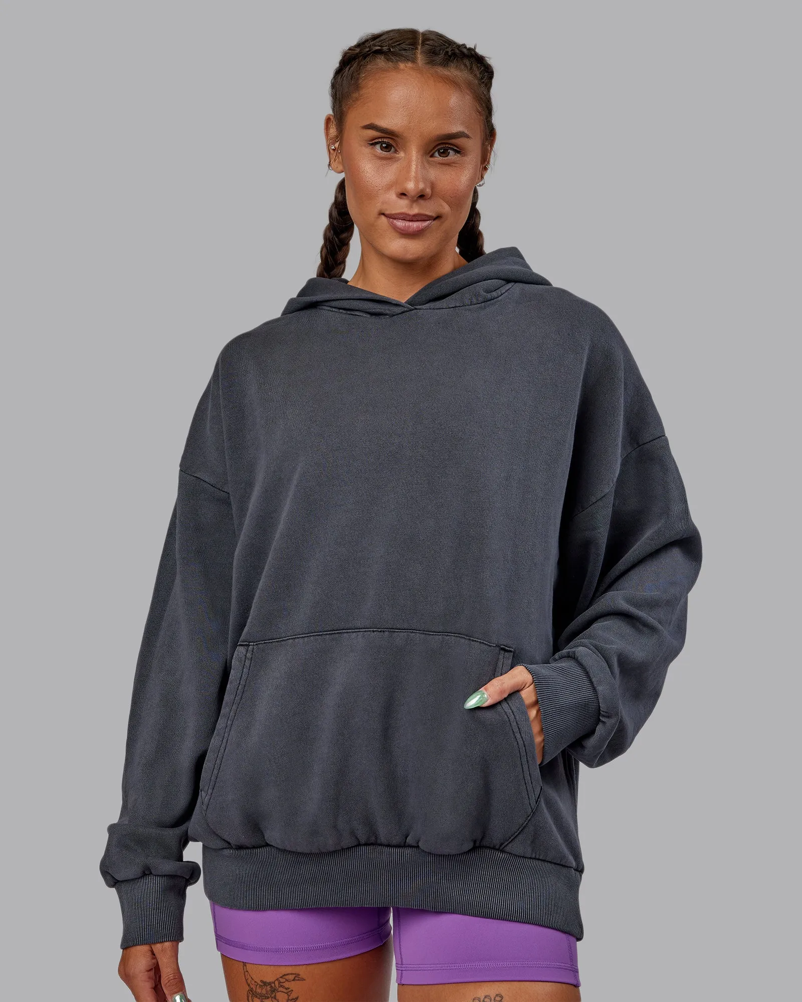 Unisex WZA25 Washed Hoodie Oversize - Black sold by LSKD product image thumbnail 5