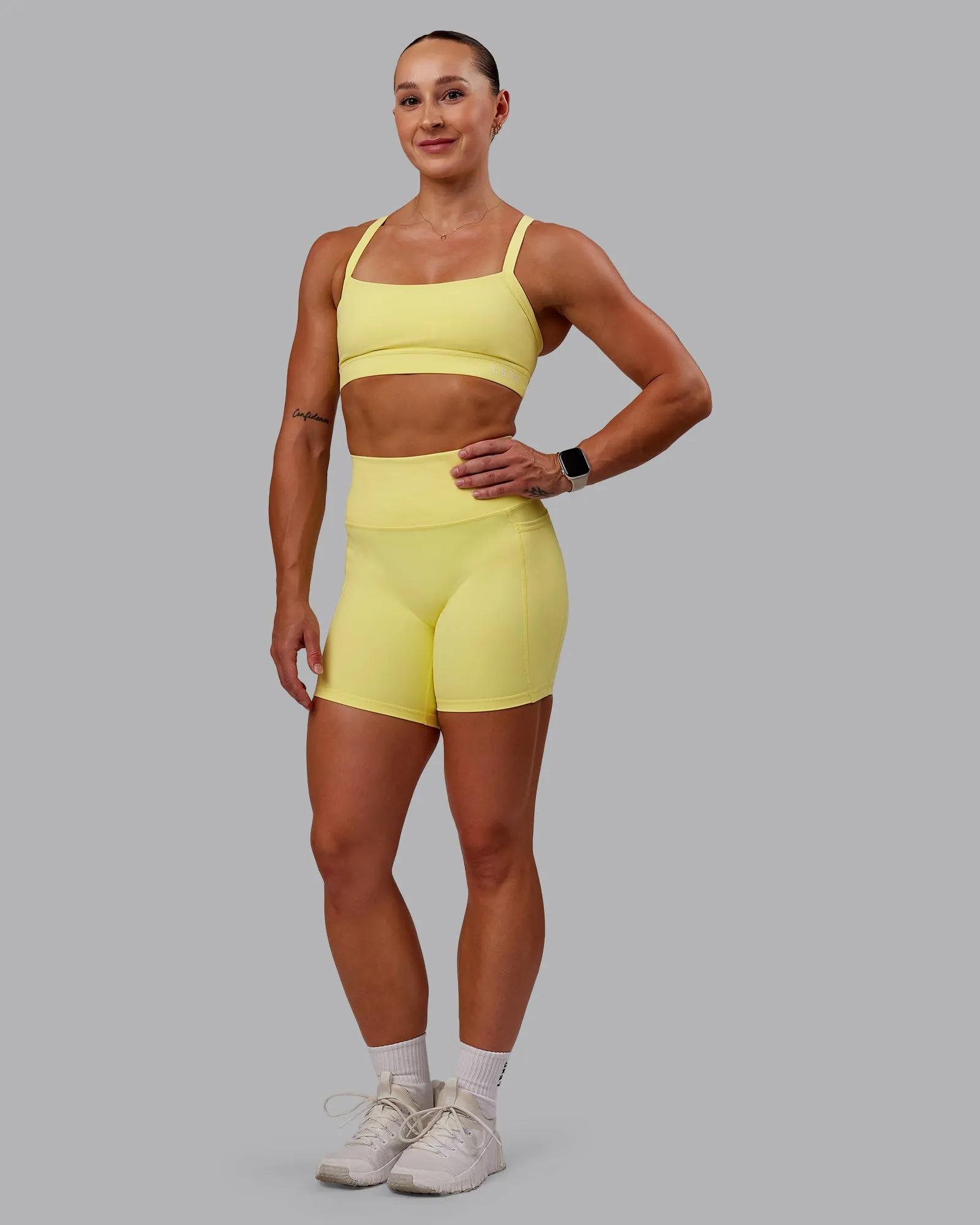 Fusion Mid Short Tight With Pockets - Lemon Fizz sold by LSKD product image thumbnail 2