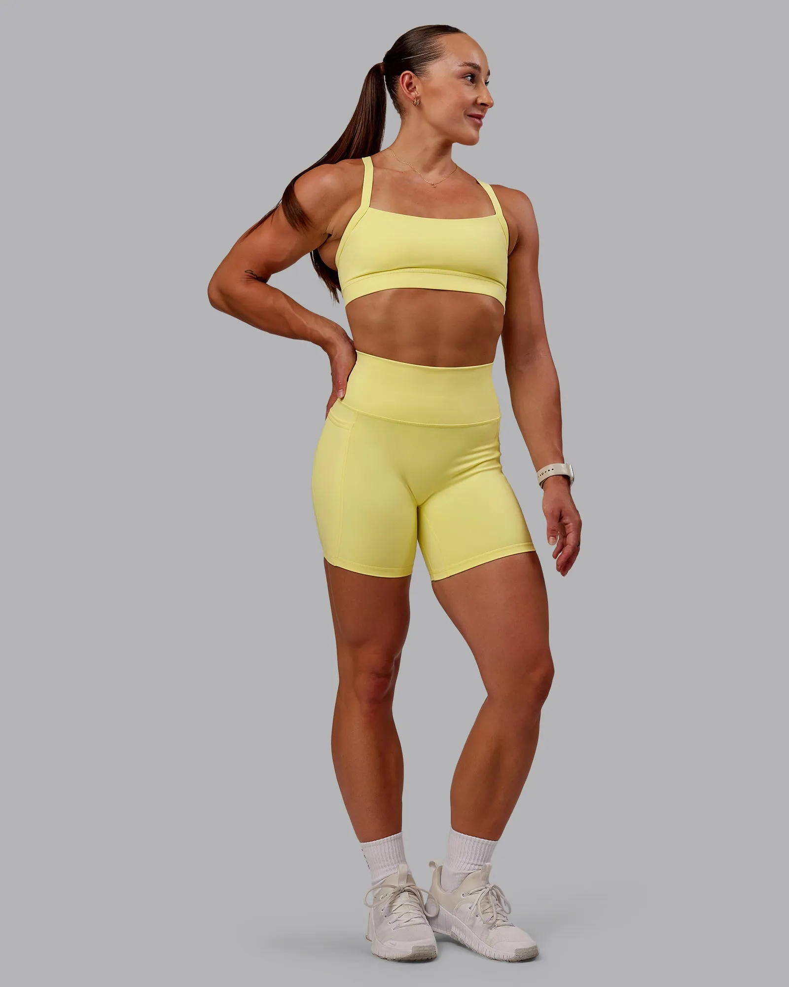 Fusion Mid Short Tight With Pockets - Lemon Fizz sold by LSKD product image thumbnail 5