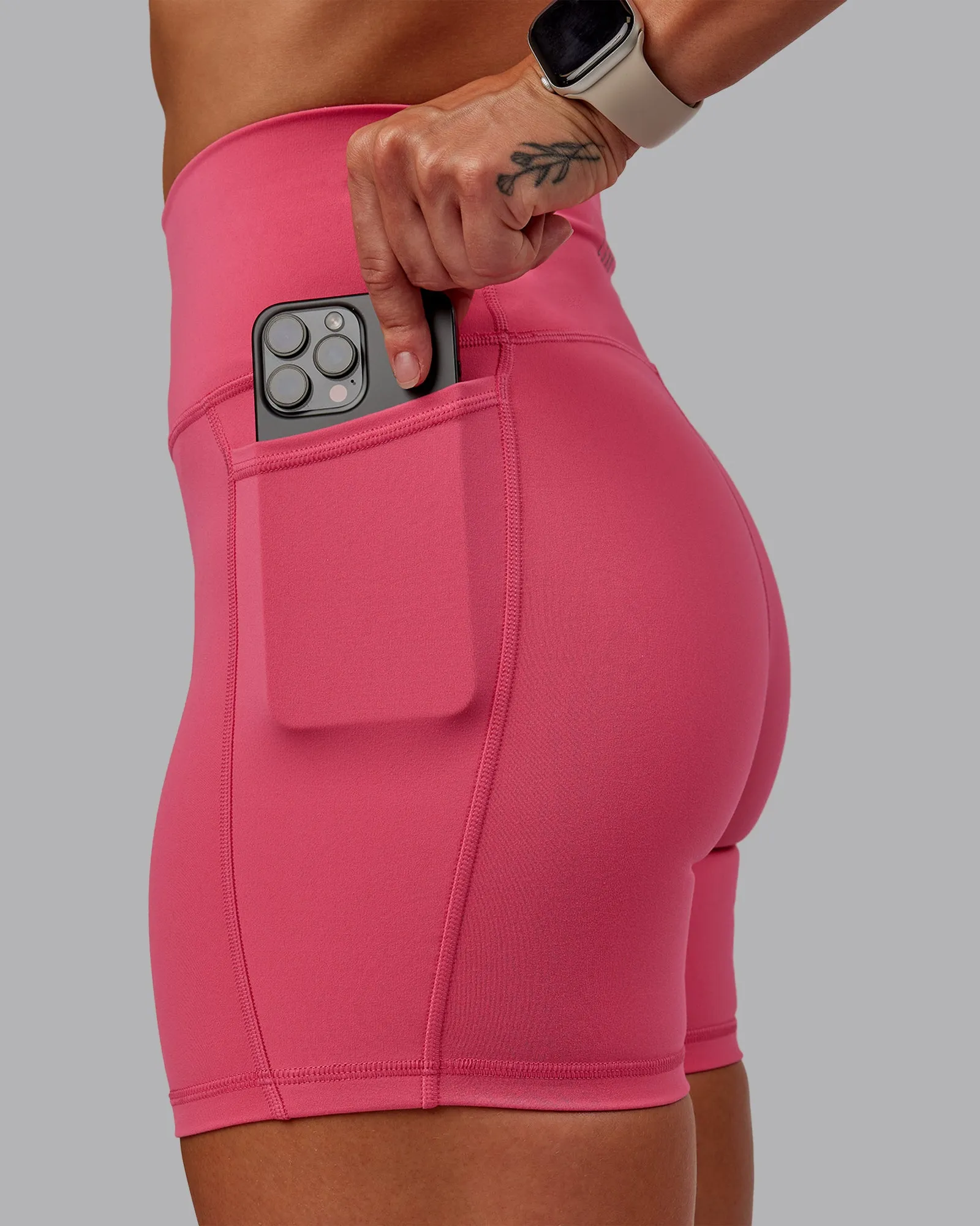 Fusion Mid Short Tight With Pockets - Hot Pink sold by LSKD product image thumbnail 3