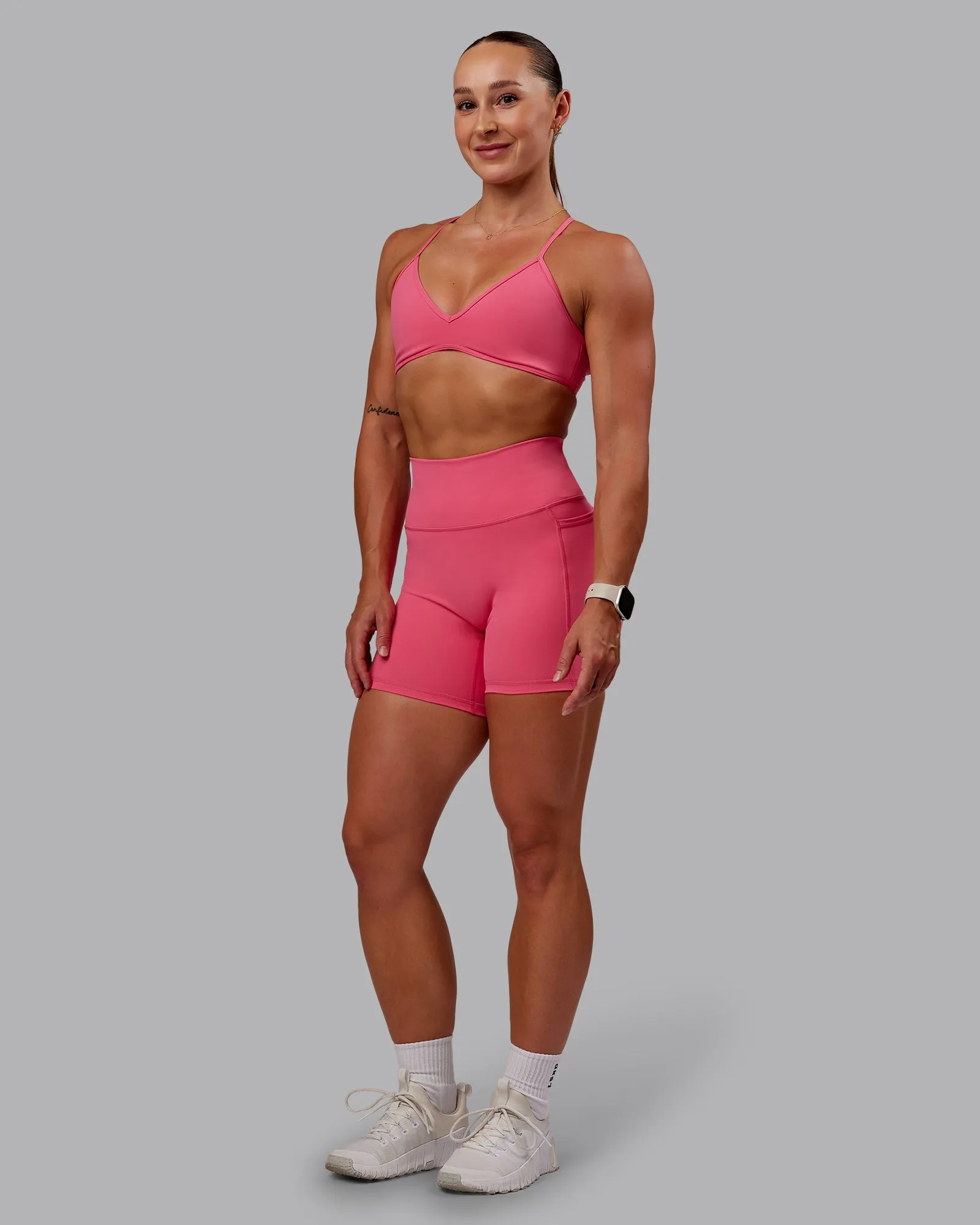 Fusion Mid Short Tight With Pockets - Hot Pink sold by LSKD product image thumbnail 5