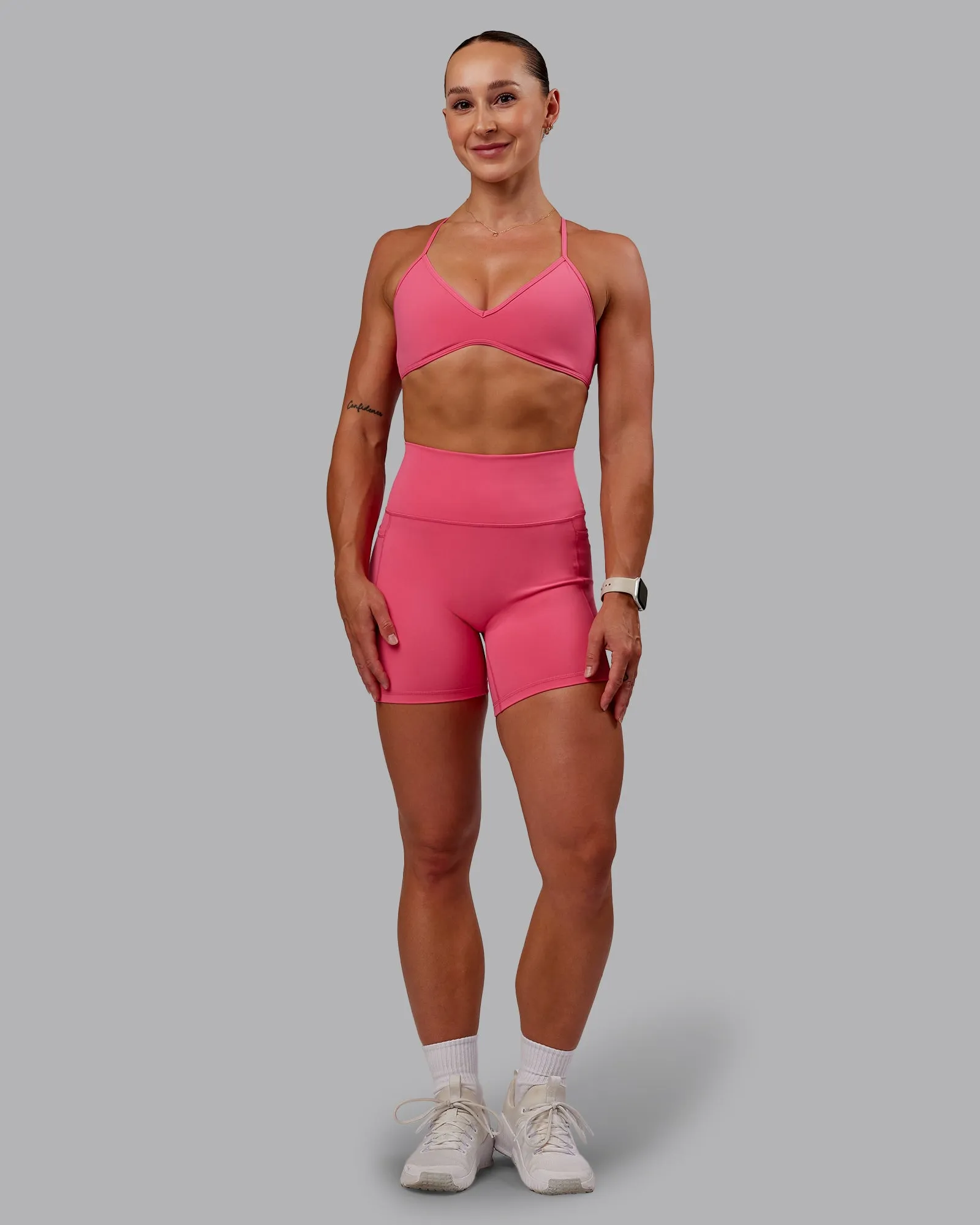 Fusion Mid Short Tight With Pockets - Hot Pink sold by LSKD product image thumbnail 2
