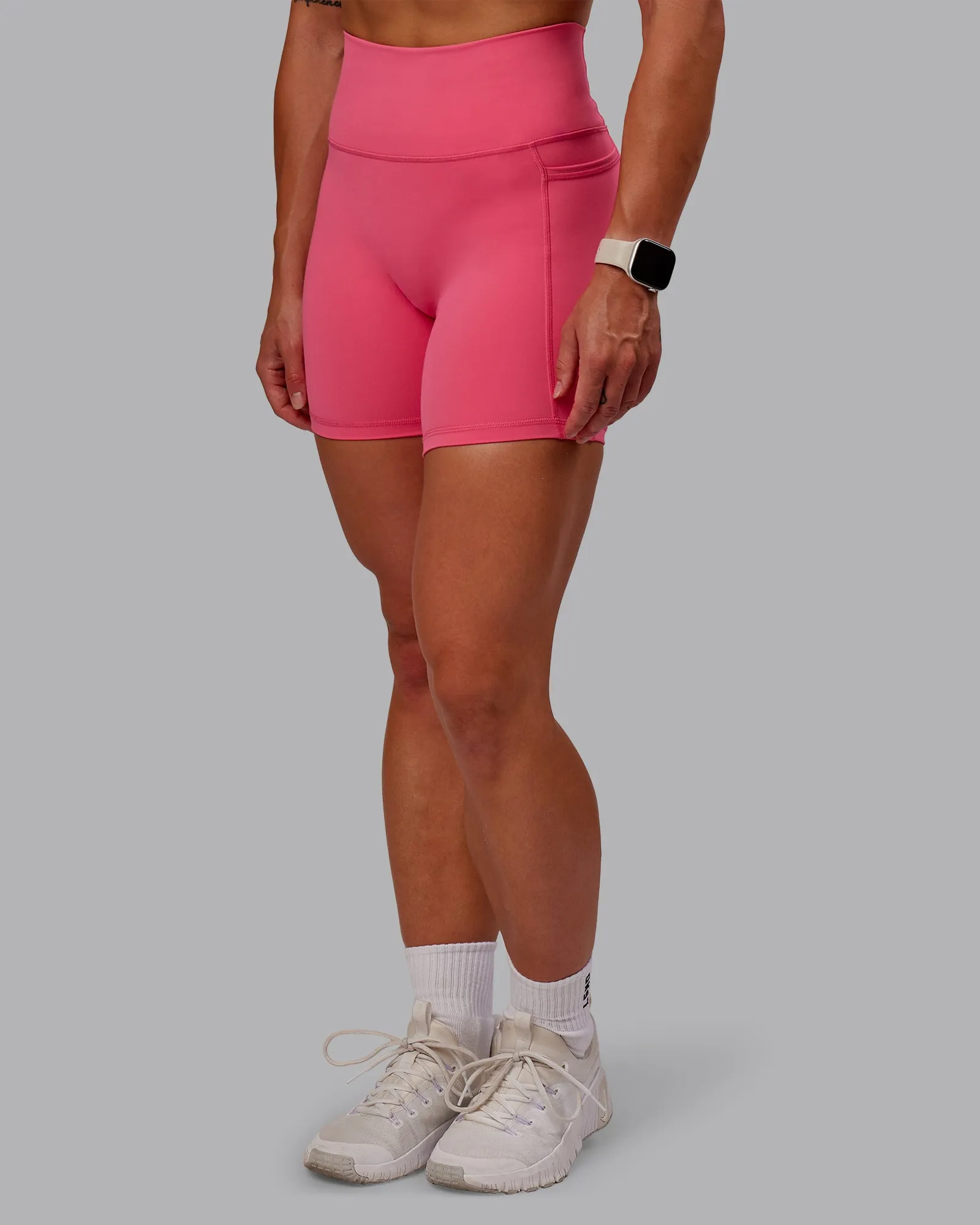 Fusion Mid Short Tight With Pockets - Hot Pink sold by LSKD