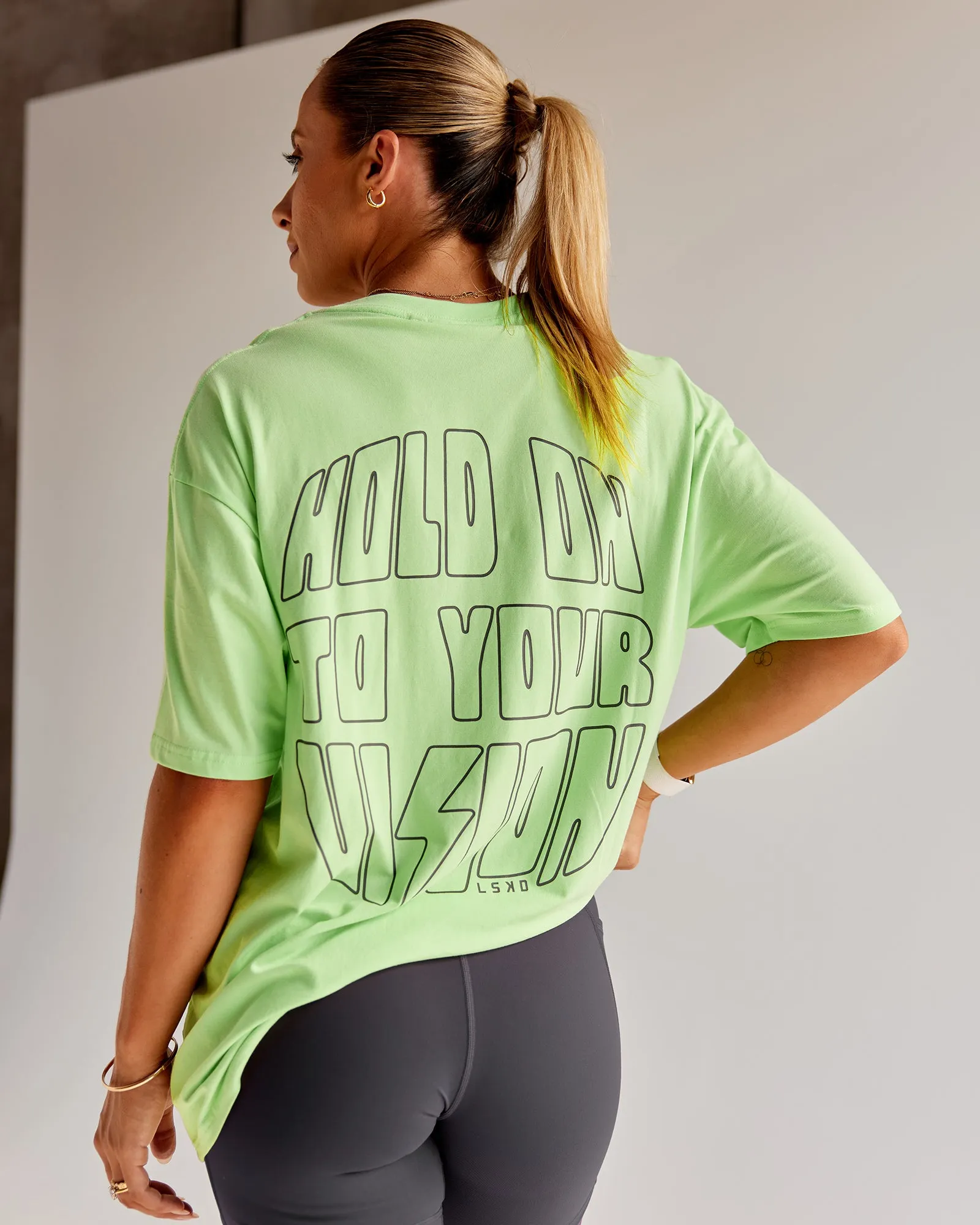 Bree Masters Vision FLXCotton Tee Oversize - Pastel Lime-Stormy sold by LSKD product image thumbnail 2