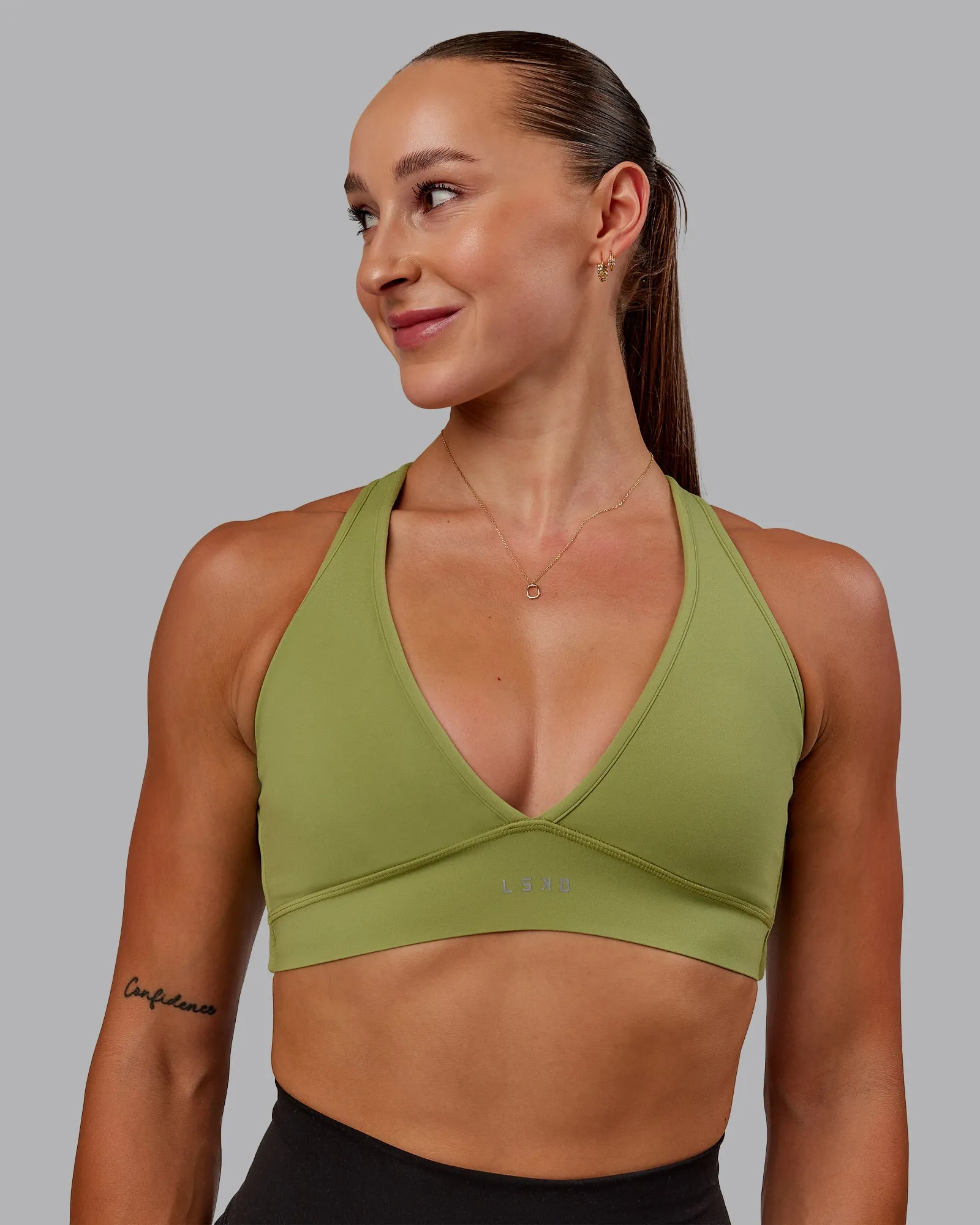 Stamina Sports Bra - Moss Stone sold by LSKD