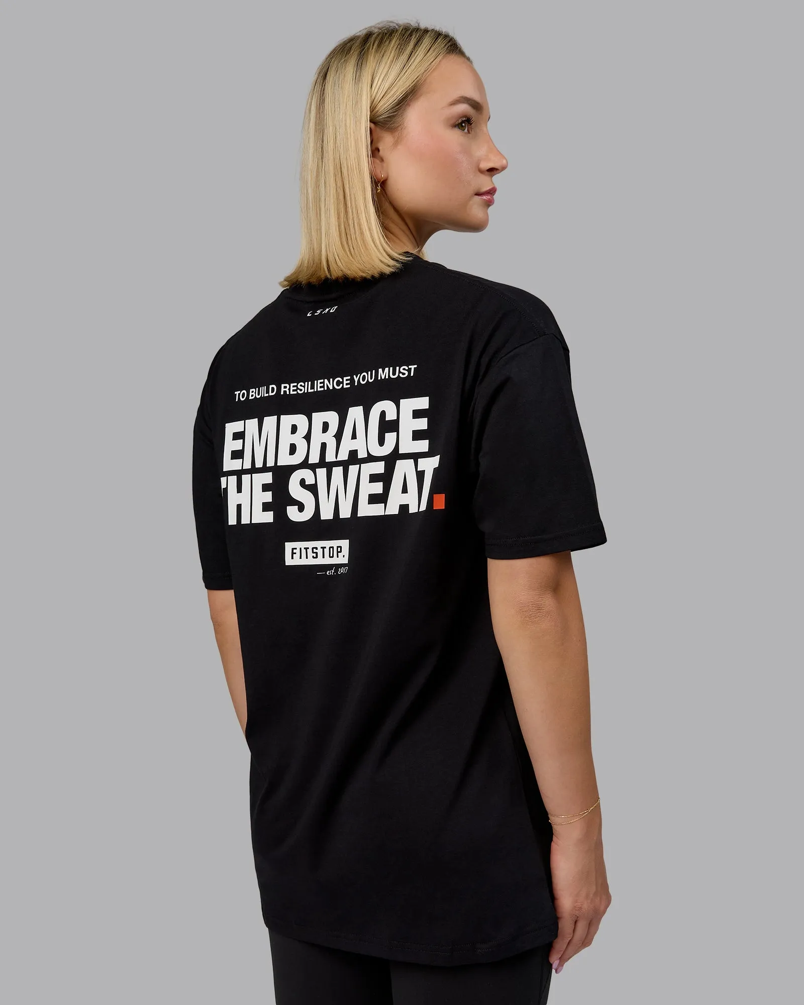 Fitstop Embrace the Sweat FLXCotton Oversized Tee - Black-White sold by LSKD product image thumbnail 5