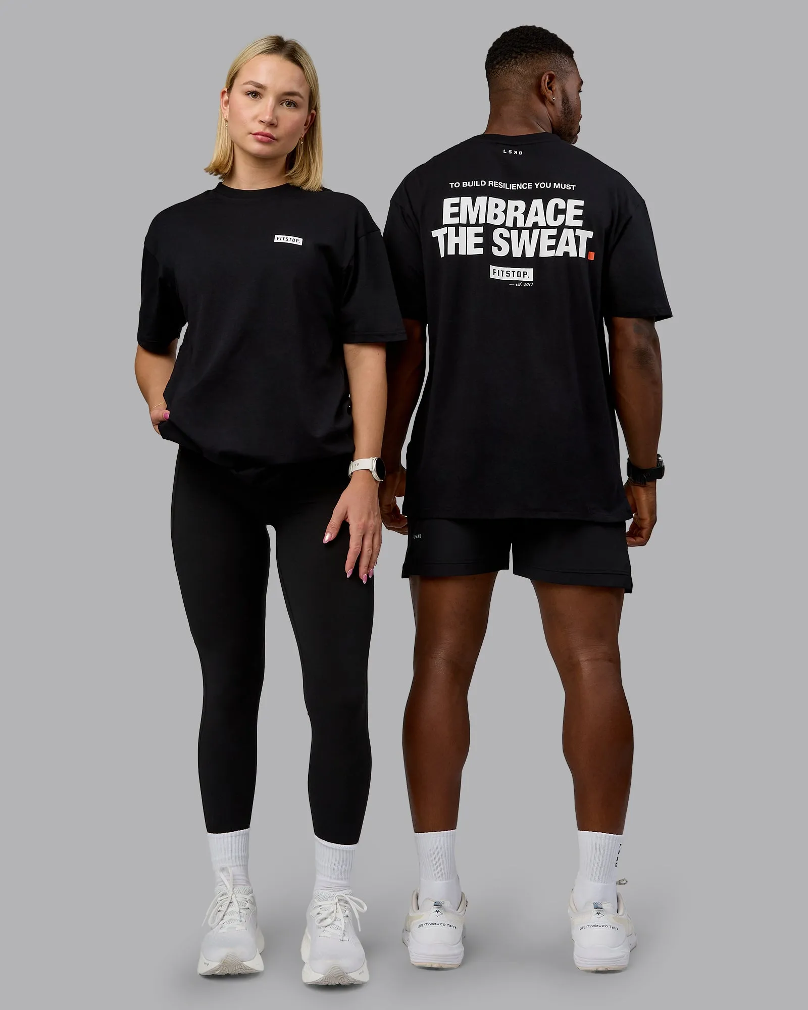 Fitstop Embrace the Sweat FLXCotton Oversized Tee - Black-White sold by LSKD product image thumbnail 2