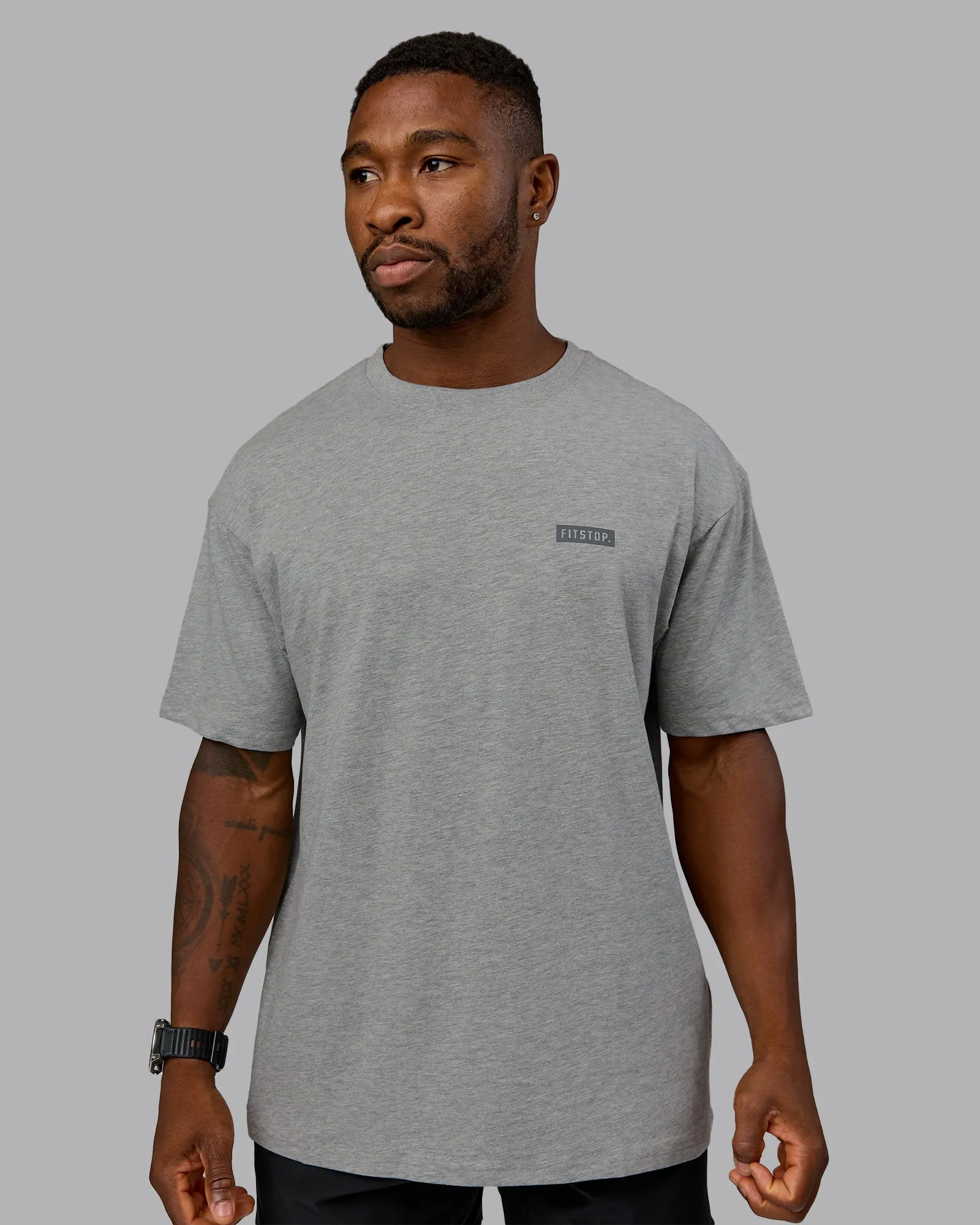 Fitstop Embrace the Sweat FLXCotton Oversized Tee - Light Grey Marle - Cool Grey sold by LSKD product image thumbnail 4