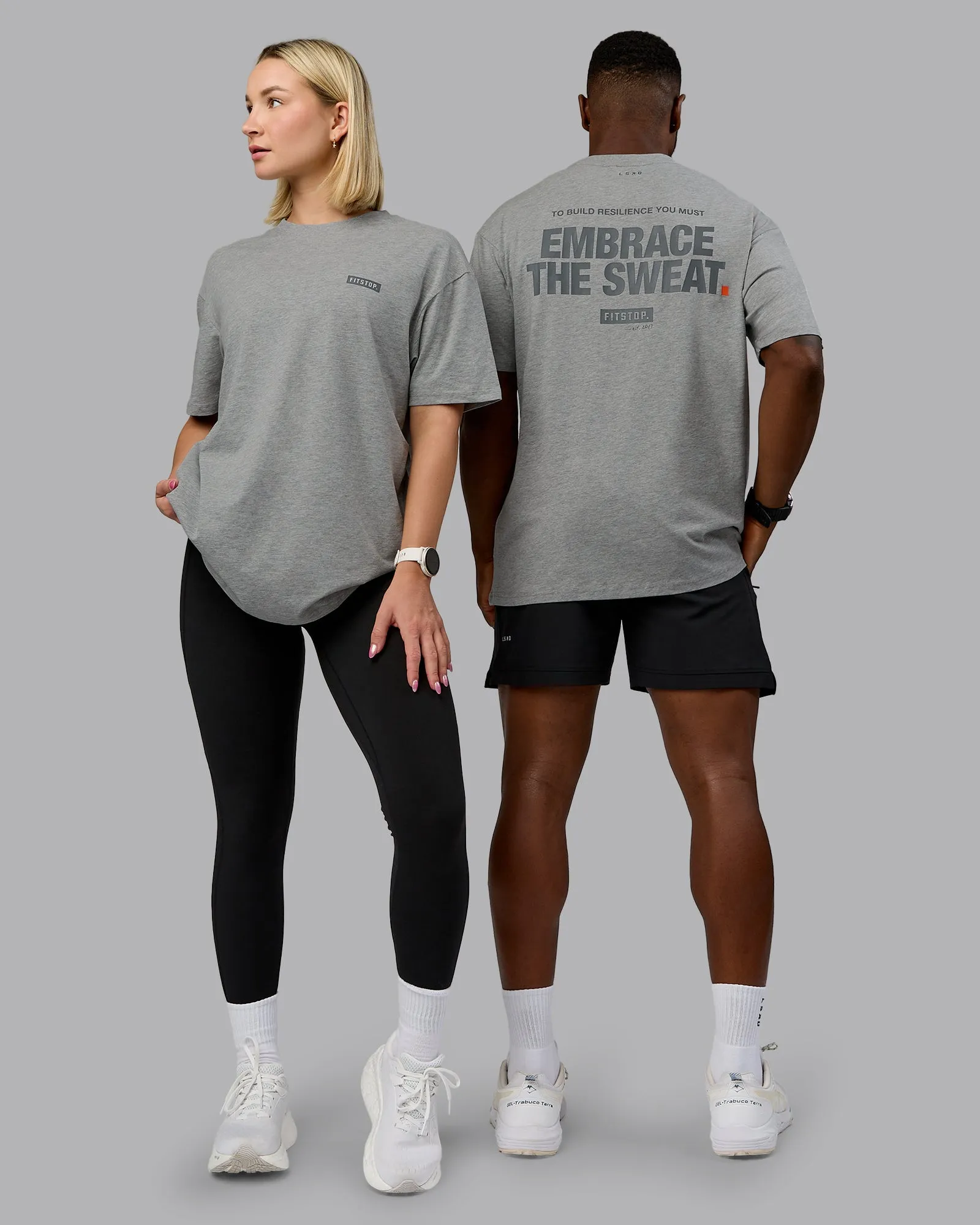 Fitstop Embrace the Sweat FLXCotton Oversized Tee - Light Grey Marle - Cool Grey sold by LSKD