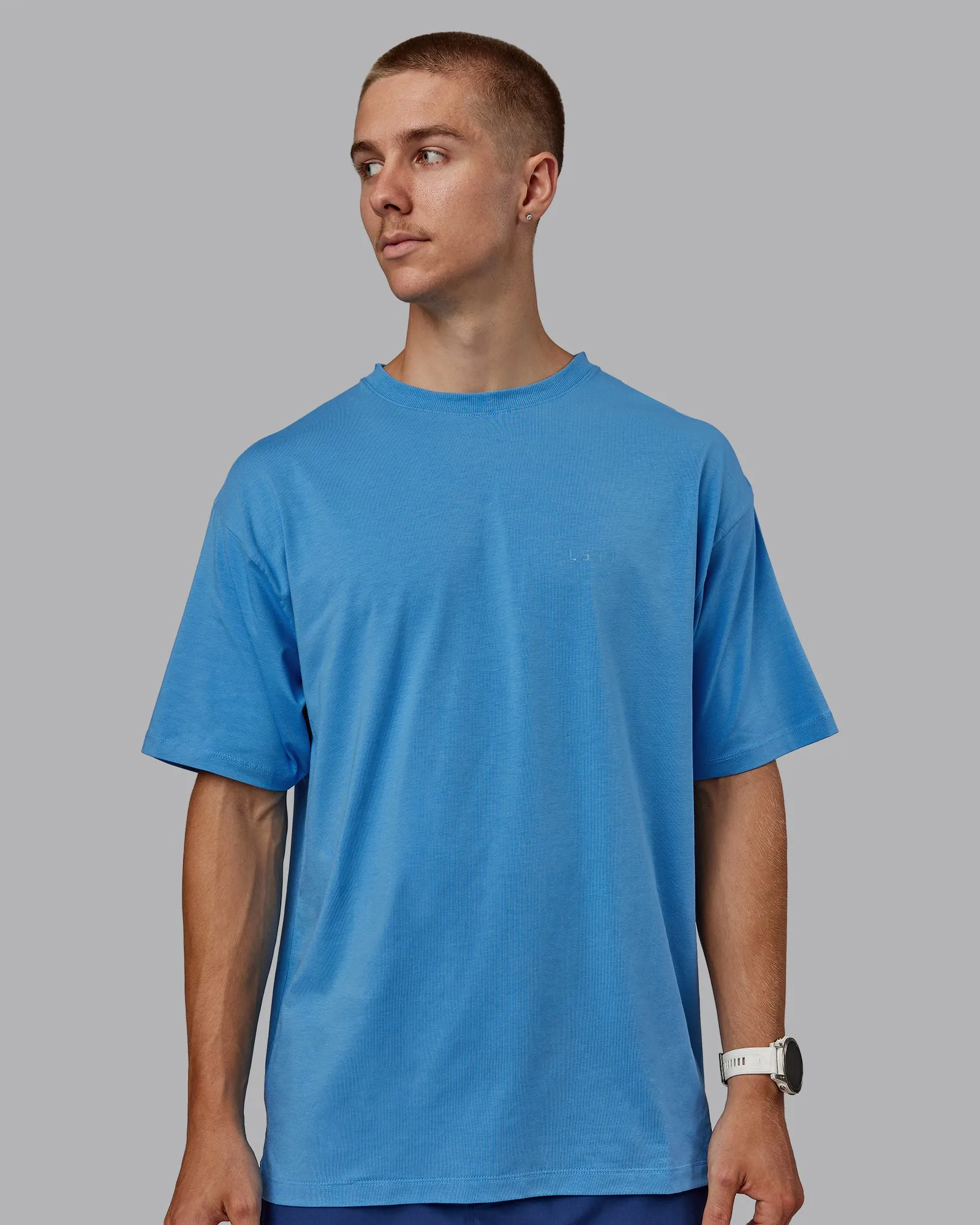 Unisex PimaFLX Tee Oversize - Azure Blue sold by LSKD product image thumbnail 3