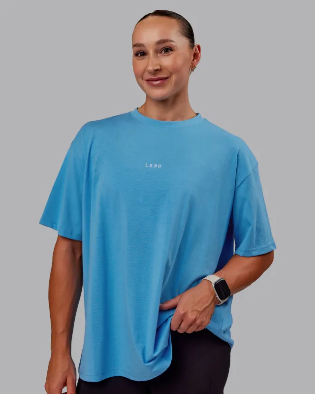 Go-To FLXCotton Oversized Tee - Azure Blue-White sold by LSKD