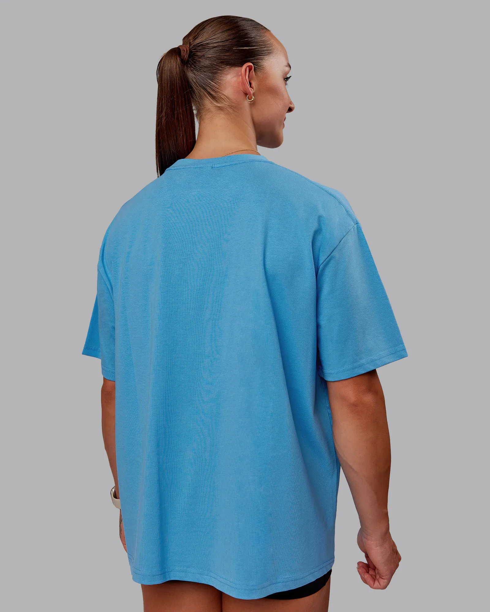 Go-To FLXCotton Oversized Tee - Azure Blue-White sold by LSKD product image thumbnail 3