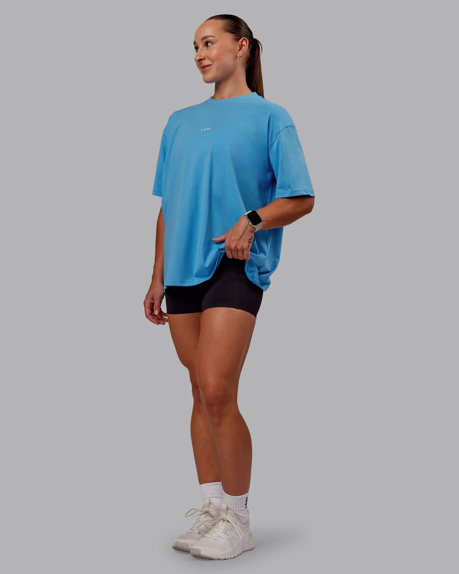 Go-To FLXCotton Oversized Tee - Azure Blue-White sold by LSKD product image thumbnail 2
