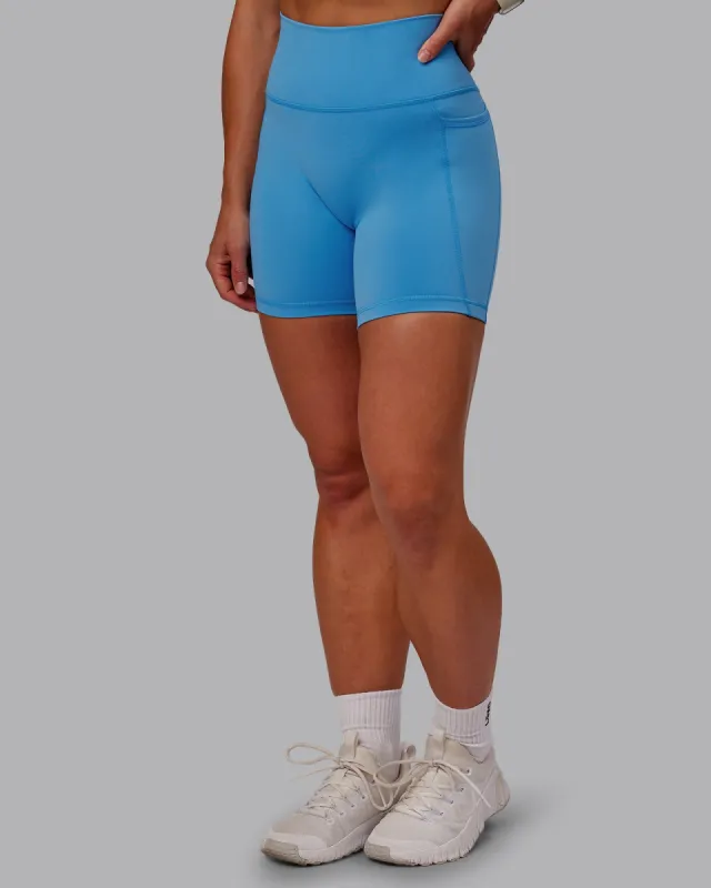 Fusion Mid Short Tight With Pockets - Azure Blue sold by LSKD