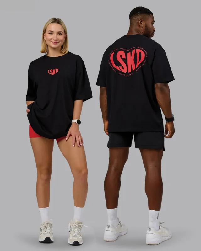 Unisex Love To Train FLXCotton Tee Oversize - Black-Scarlet sold by LSKD