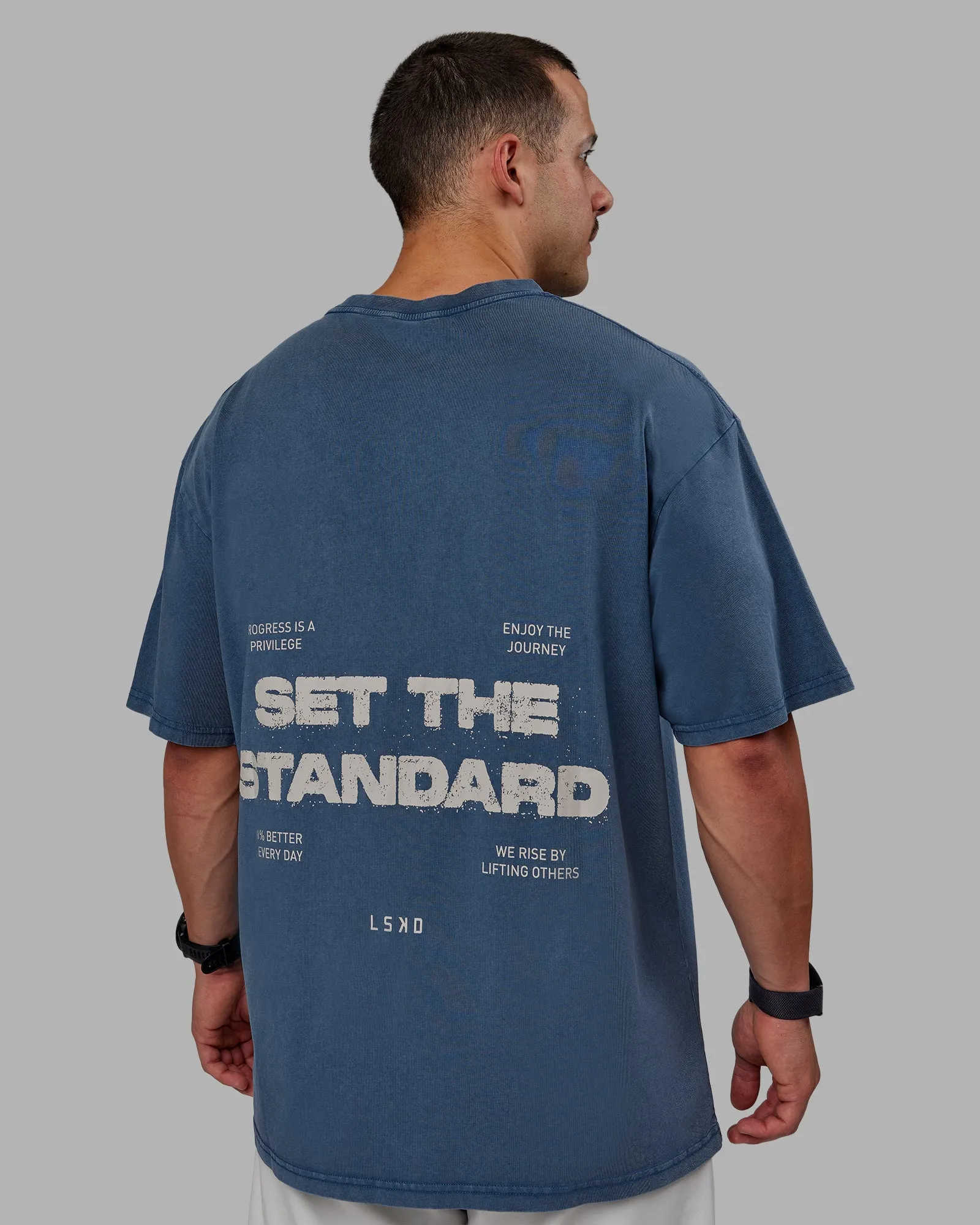 Set The Standard Washed FLXCotton Oversized Tee - Indigo sold by LSKD product image thumbnail 2