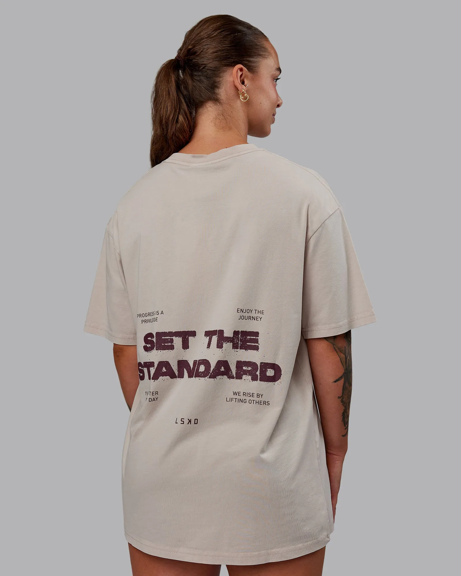 Set The Standard Washed FLXCotton Oversized Tee - Shale Beige sold by LSKD product image thumbnail 2