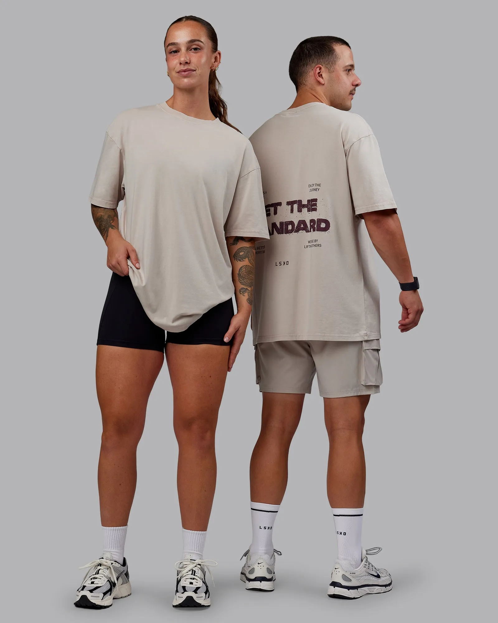 Set The Standard Washed FLXCotton Oversized Tee - Shale Beige sold by LSKD